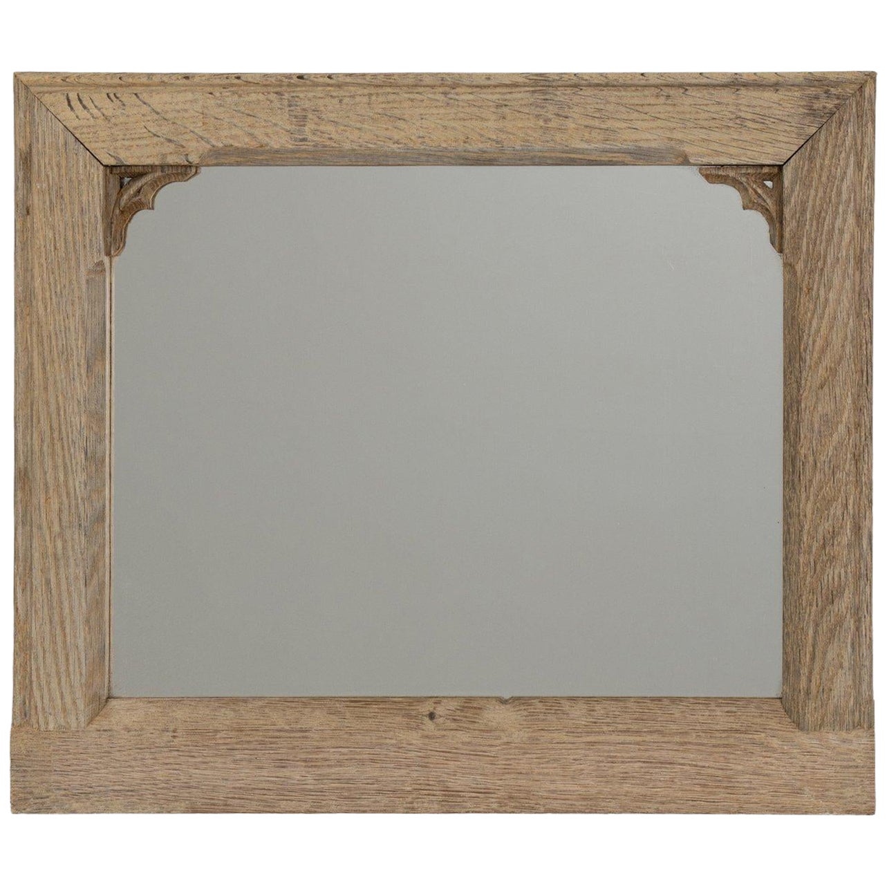19th Century Weathered Oak Mirror Frame in French Provincial Style
