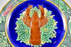 19th Century Wedgwood Aesthetic Majolica Cobalt Blue Lobster Plate
