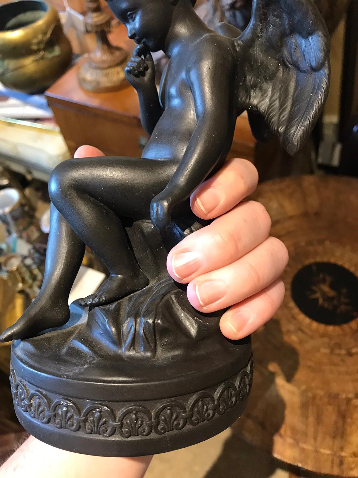 19th Century Wedgwood Basalt Cupid Angel, Marked, circa 1880 For Sale 8