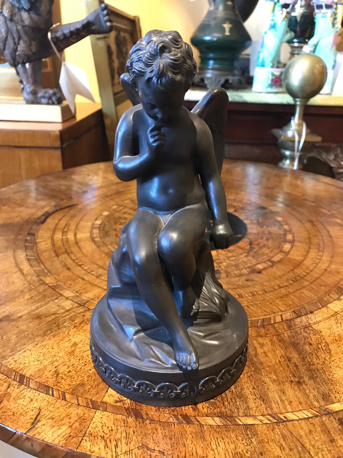 19th Century Wedgwood Basalt Cupid Angel, Marked, circa 1880 For Sale 9