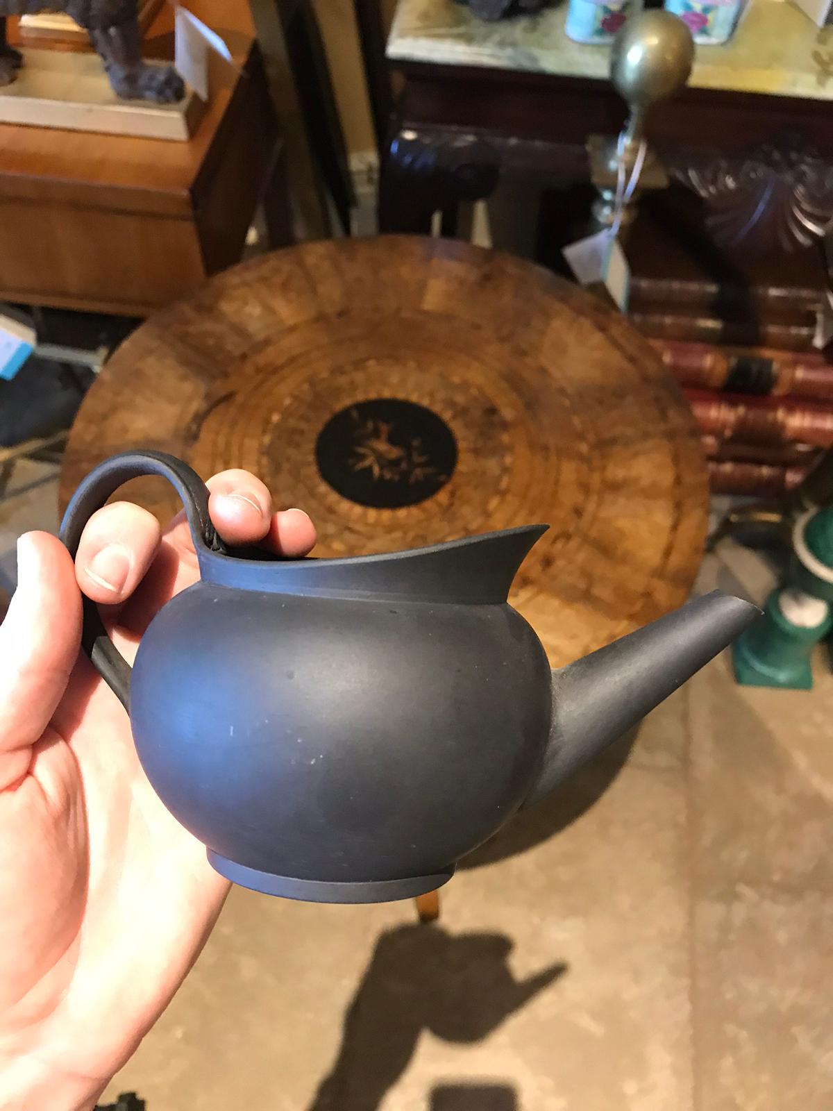 19th Century Wedgwood Basalt Teapot with Handle, Marked For Sale 7