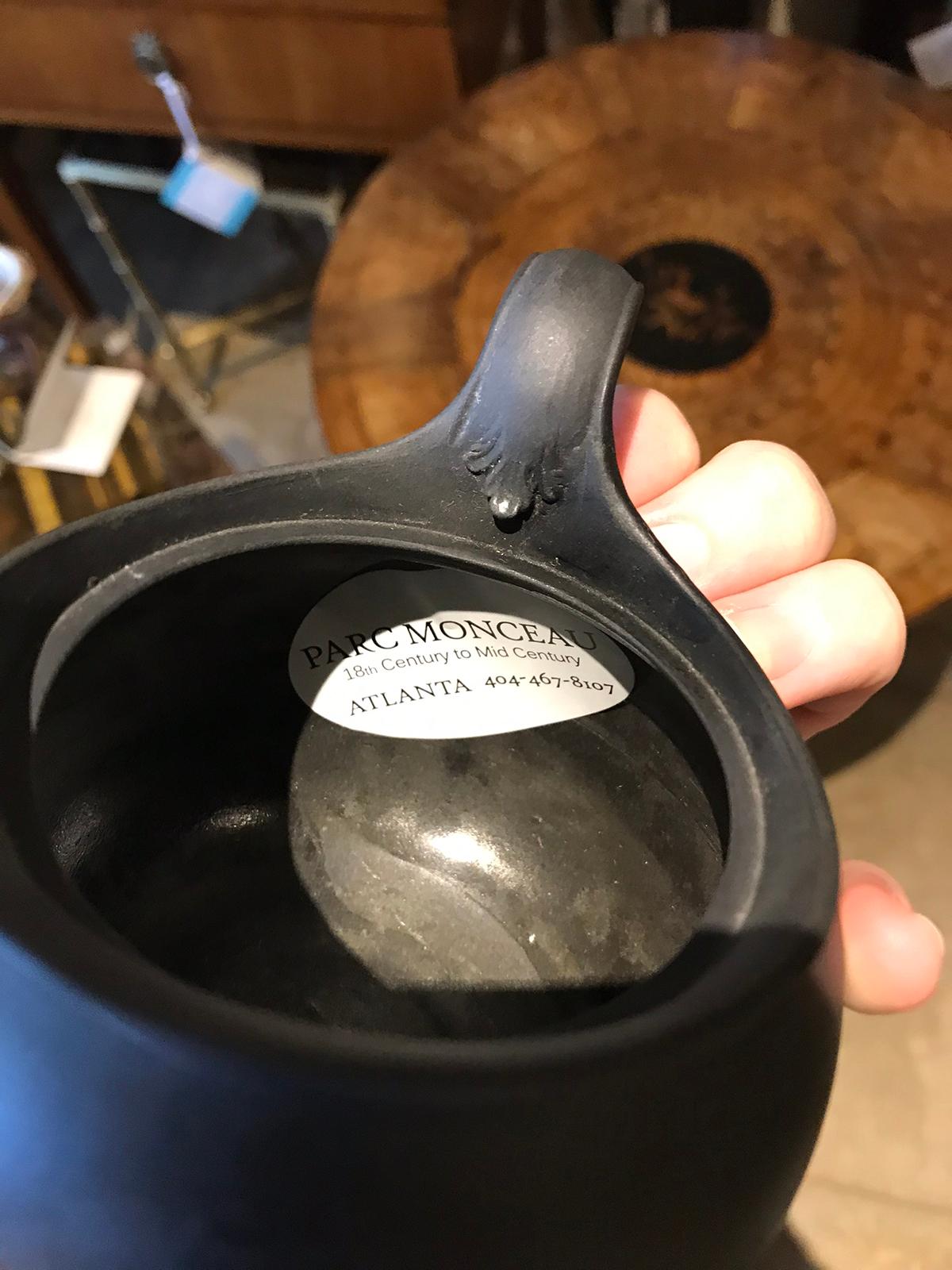 19th Century Wedgwood Basalt Teapot with Handle, Marked In Good Condition For Sale In Atlanta, GA