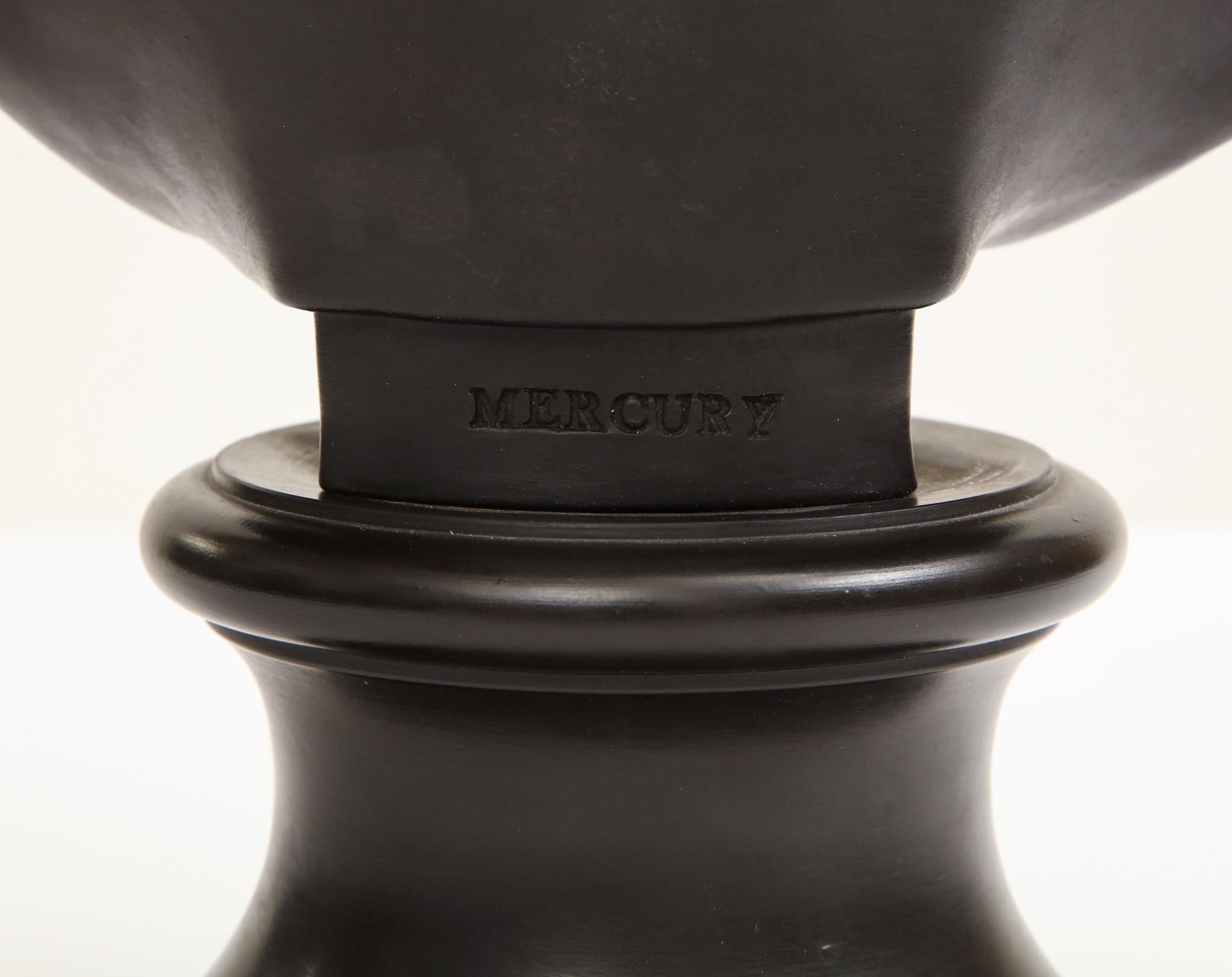Pottery 19th Century Wedgwood, Black Basalt Bust of Mercury For Sale