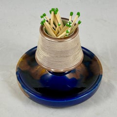 19th Century Wedgwood Blue and Brown Tortoiseshell Glazed Majolica Match Striker