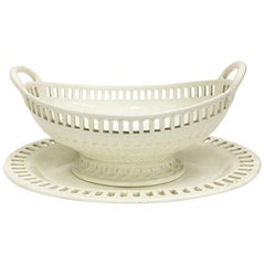 19th Century Wedgwood Creamware Basket and Plate