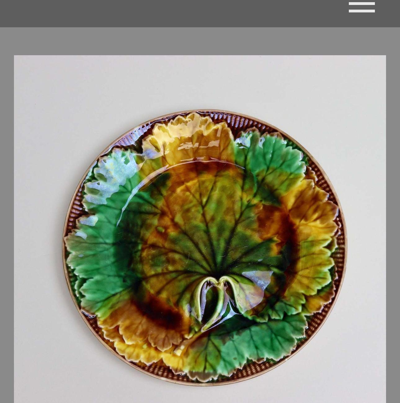 Glazed 19th Century Wedgwood Majolica Cabbage Leaf Plate, England For Sale