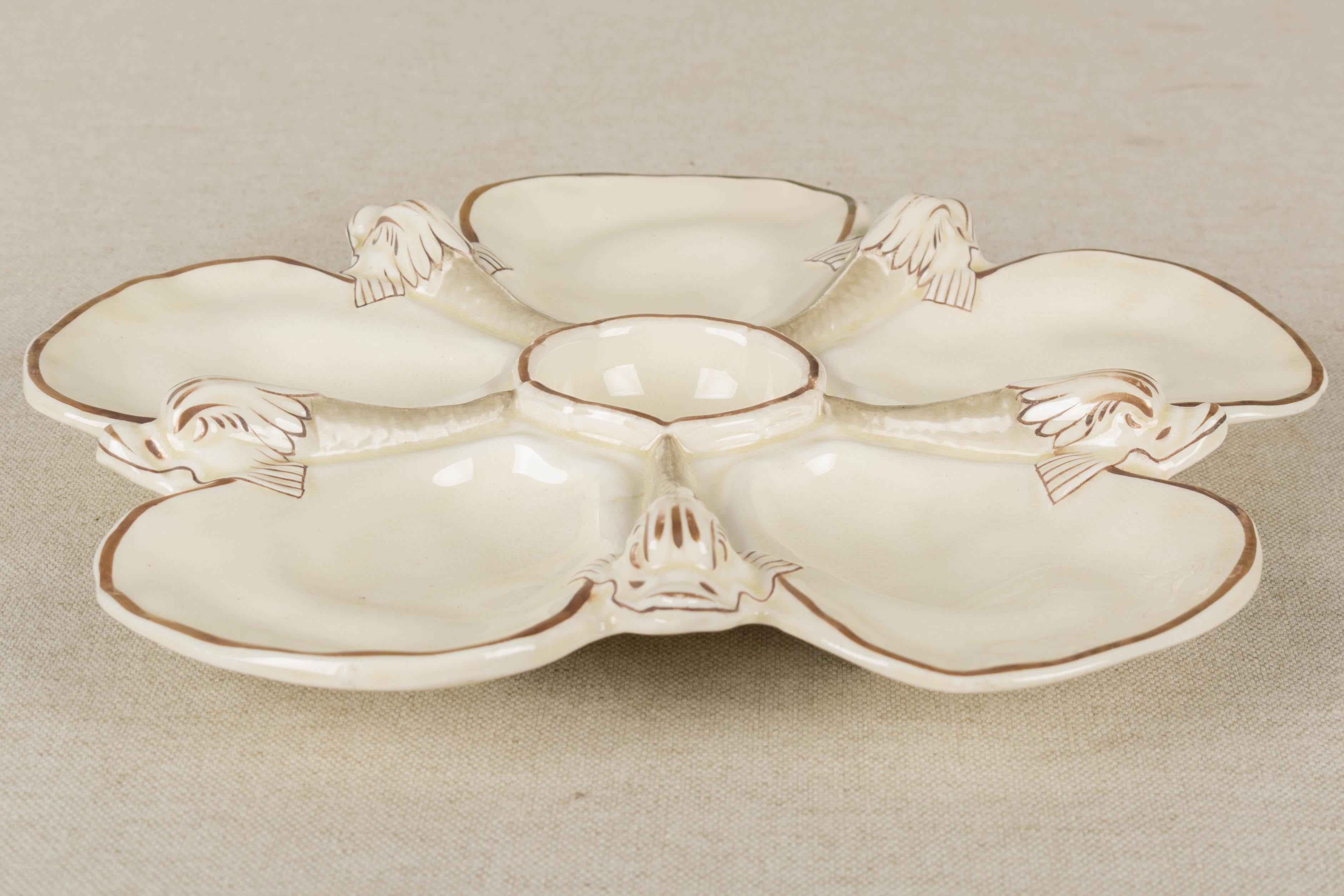 19th Century Wedgwood Majolica Oyster Plate with Dolphins In Good Condition In Winter Park, FL