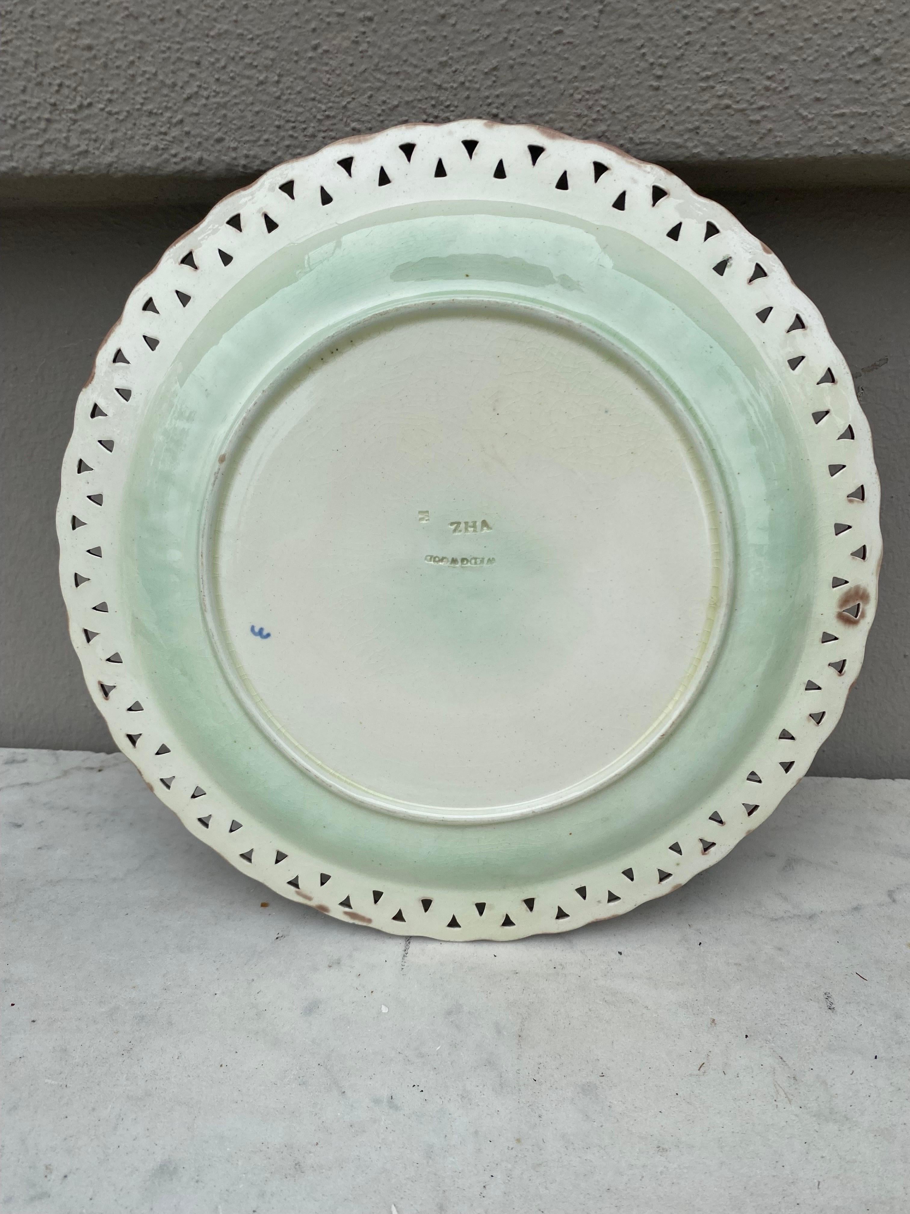 English 19th Century Wedgwood Majolica Reticulated Plate