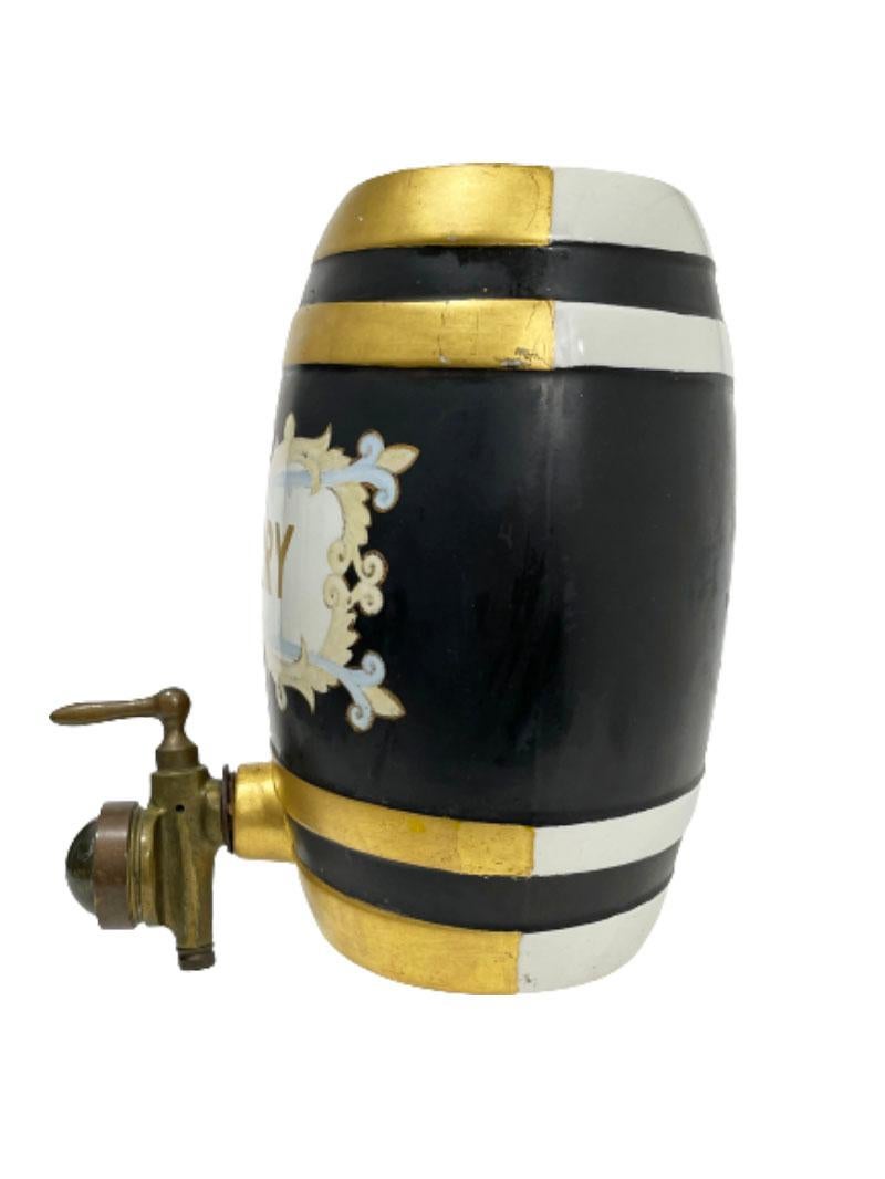 19th century Wedgwood sherry barrel

English Wedgwood porcelain mid- 19th Century in the shape of a barrel with a tap with convex glass. 
A cork cap at the top.
Marked at the bottom with impressed Wedgwood
The measurements are 38 cm high, 32 cm