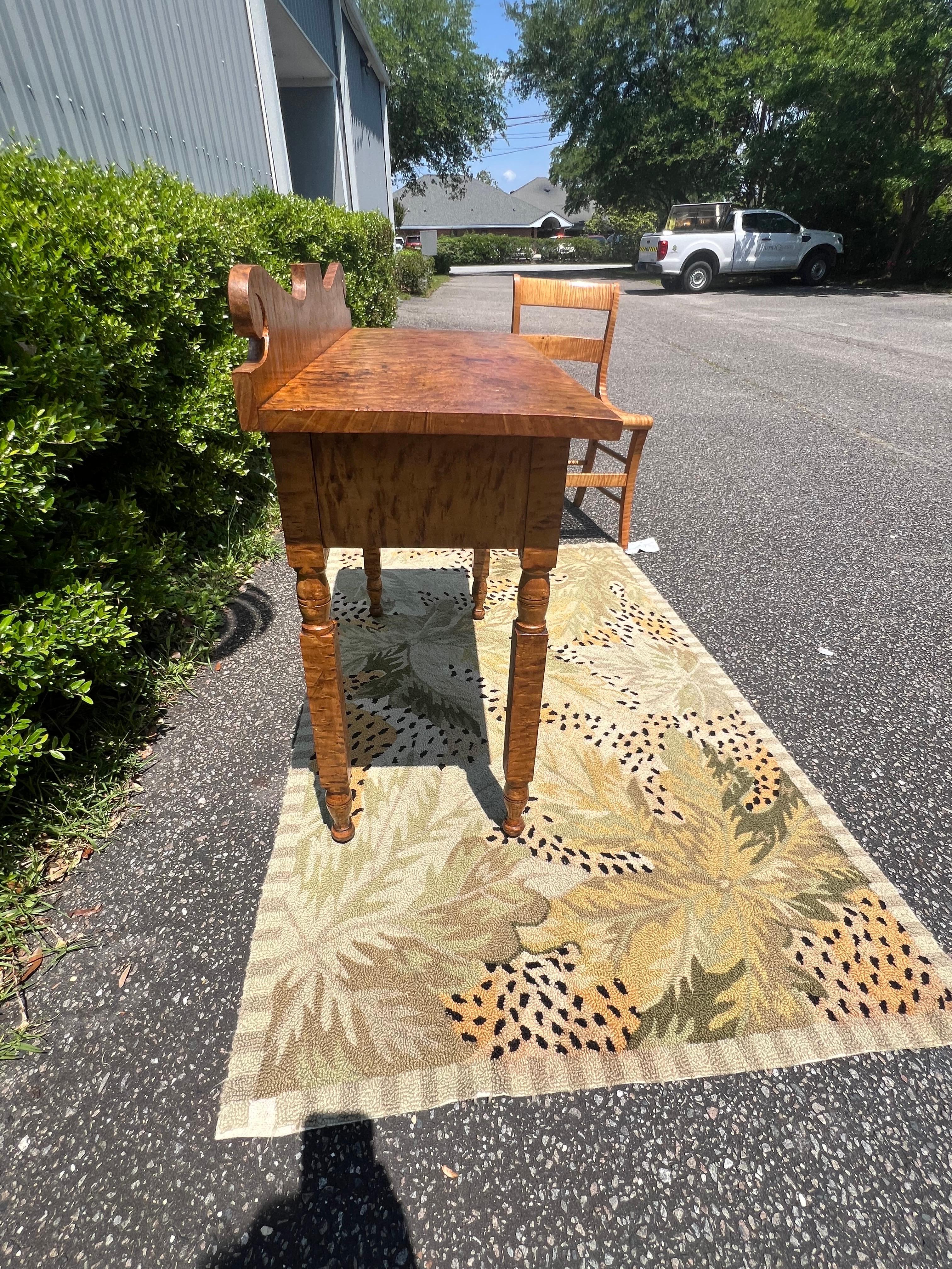 19th Century Well Figured Tiger Maple Desk With Chair - a Set of 2 For Sale 5