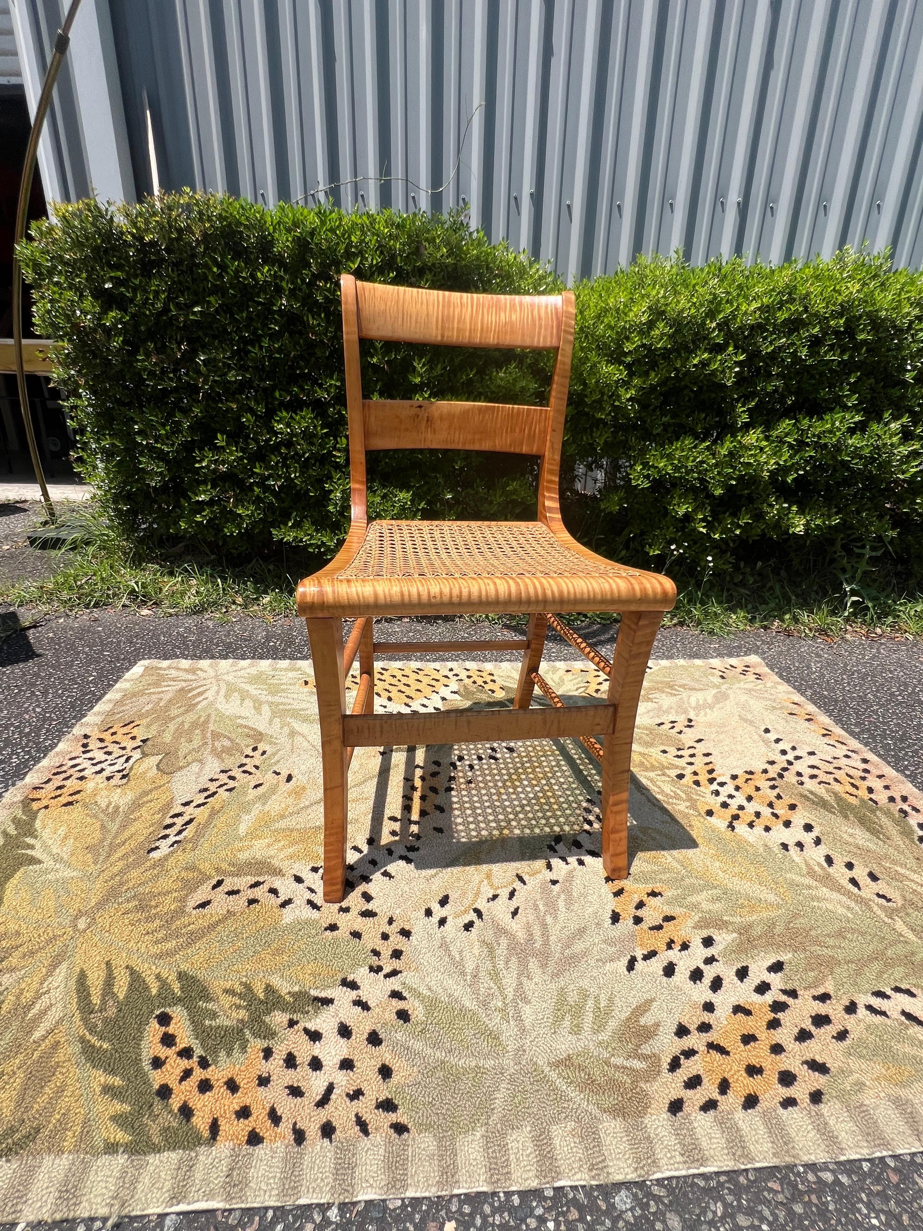 19th Century Well Figured Tiger Maple Desk With Chair - a Set of 2 For Sale 6