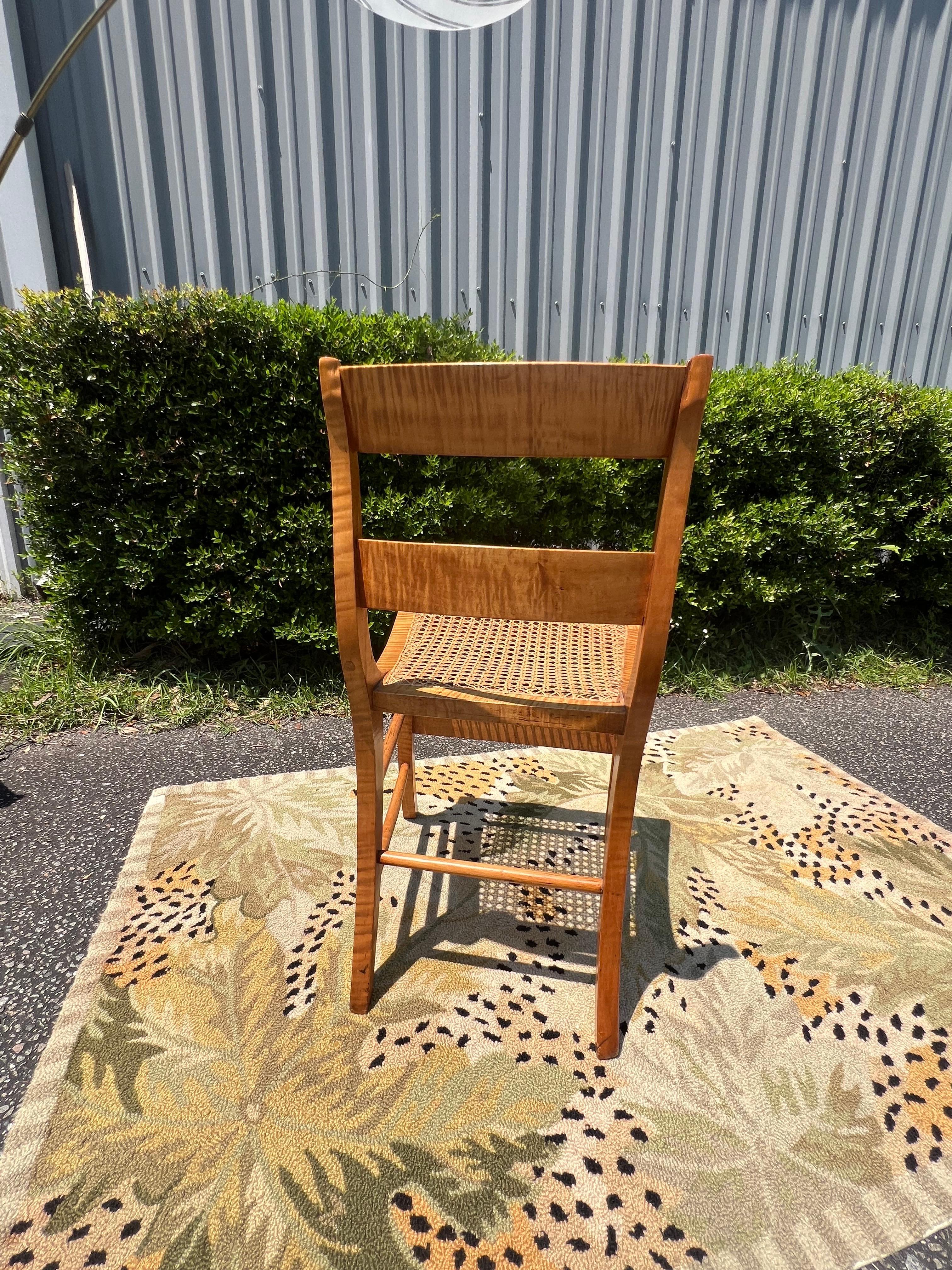 19th Century Well Figured Tiger Maple Desk With Chair - a Set of 2 For Sale 9