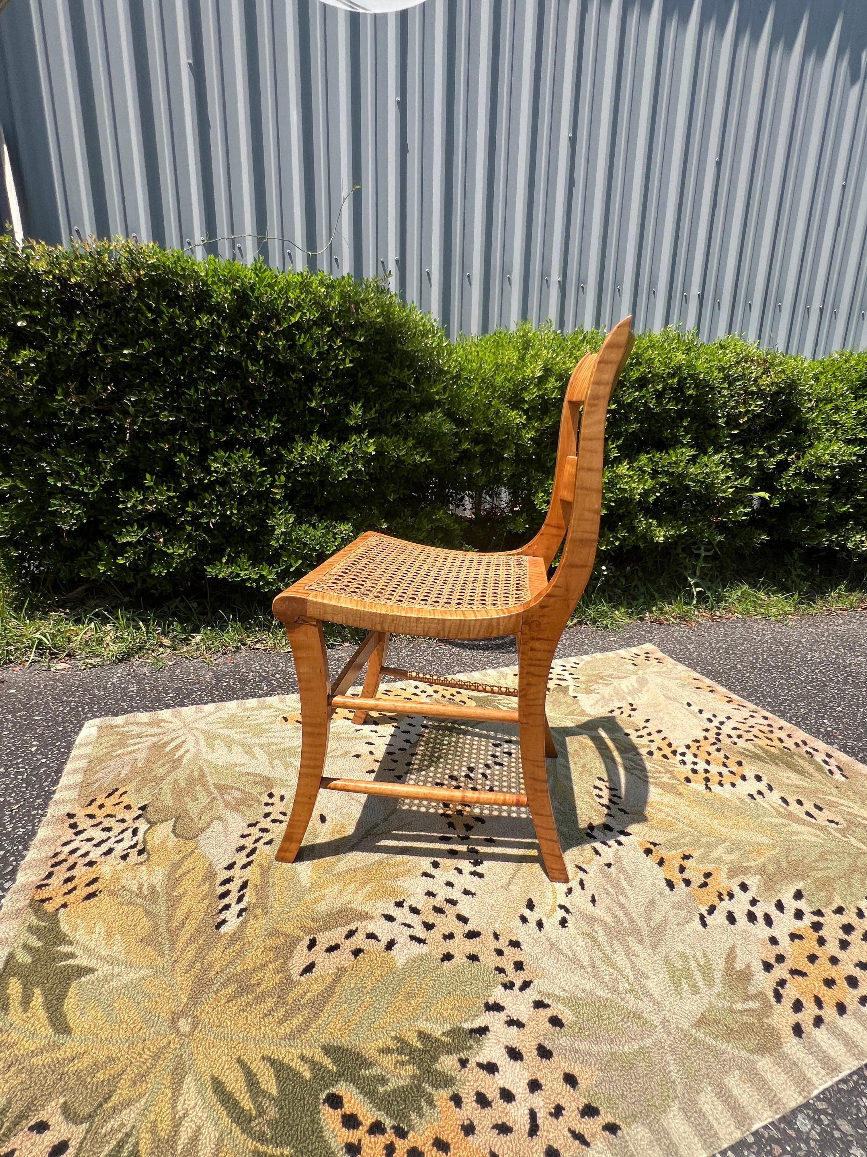 19th Century Well Figured Tiger Maple Desk With Chair - a Set of 2 For Sale 12