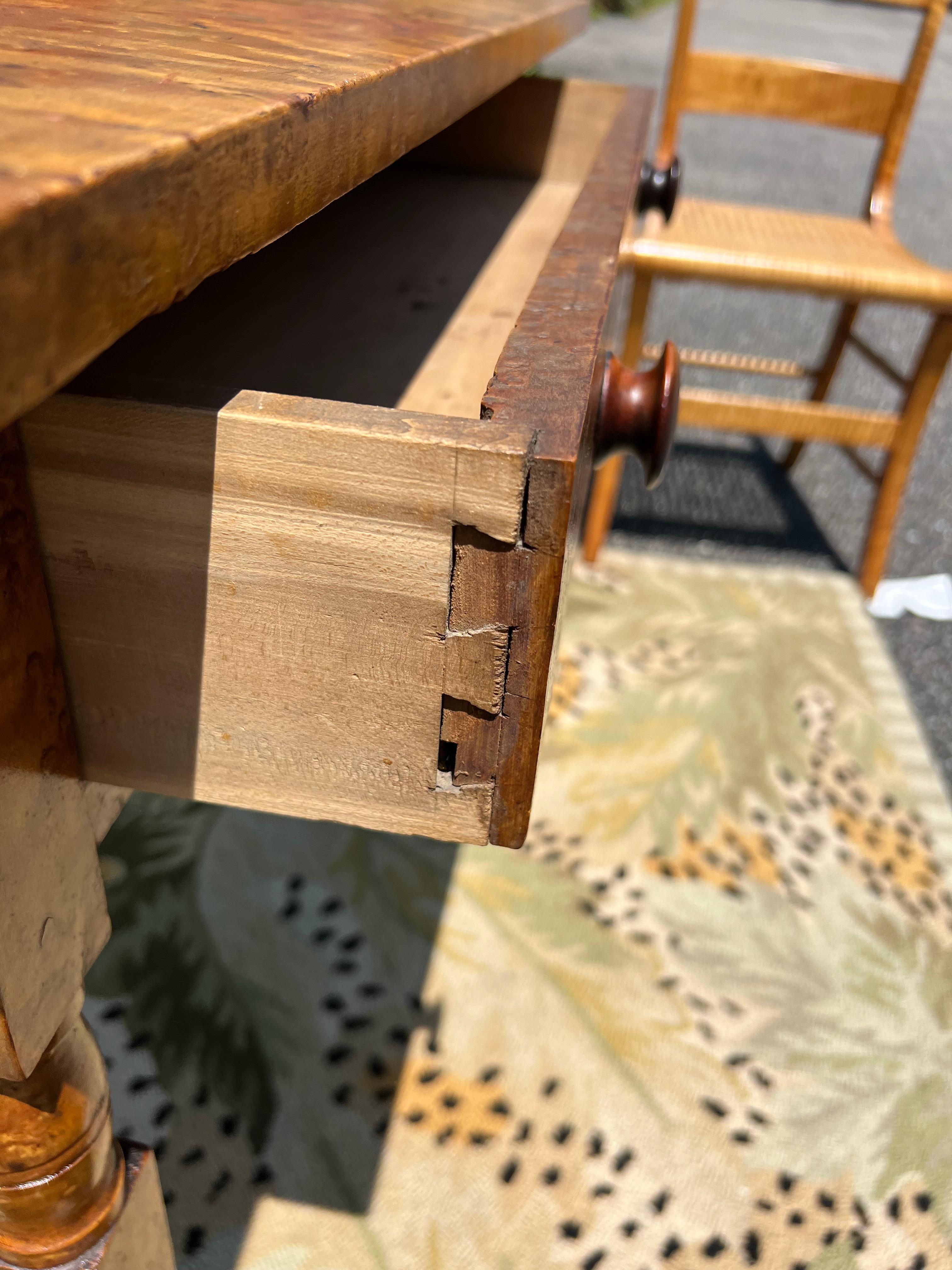 19th Century Well Figured Tiger Maple Desk With Chair - a Set of 2 For Sale 1