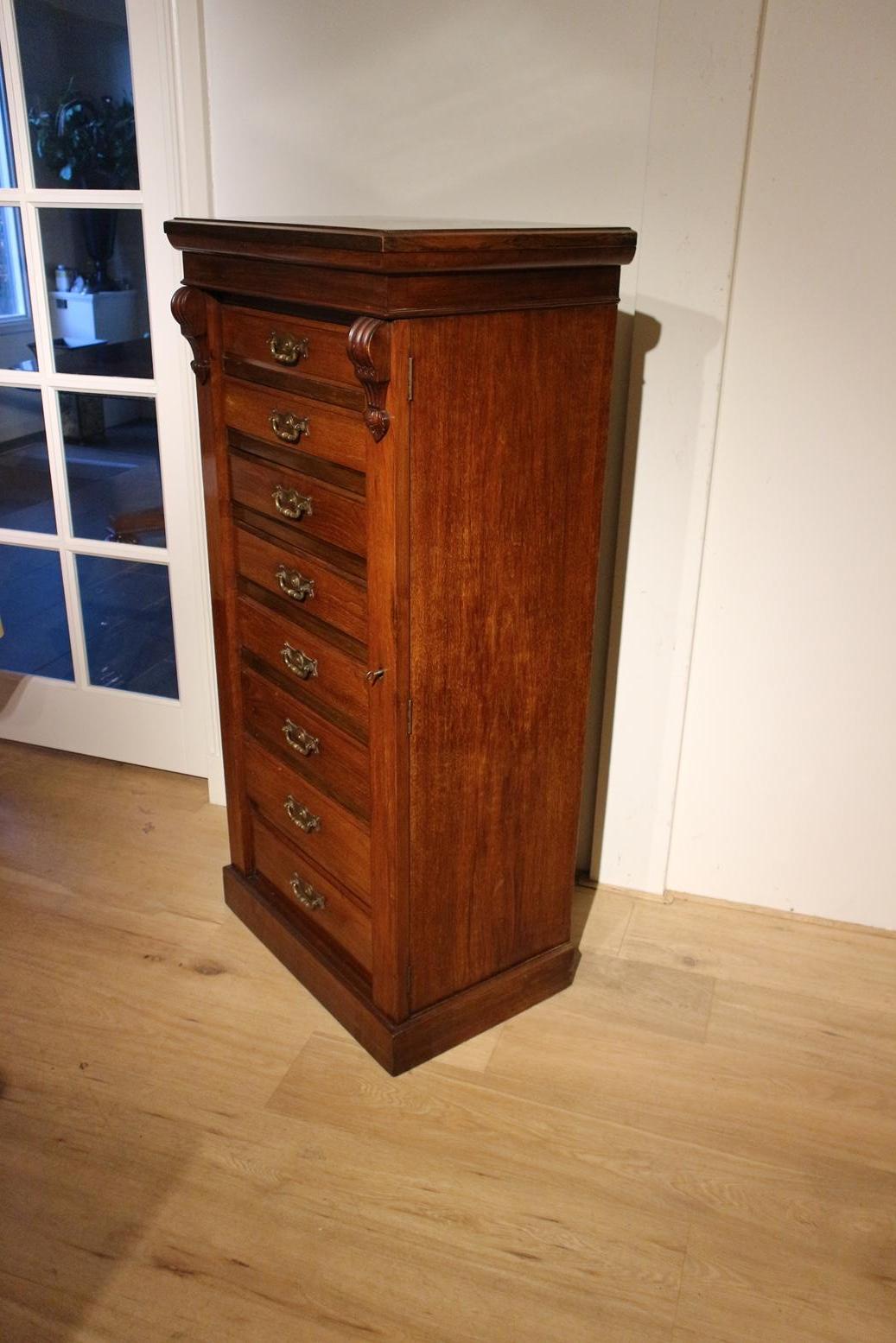 Walnut 19th Century wellington chest of drawers