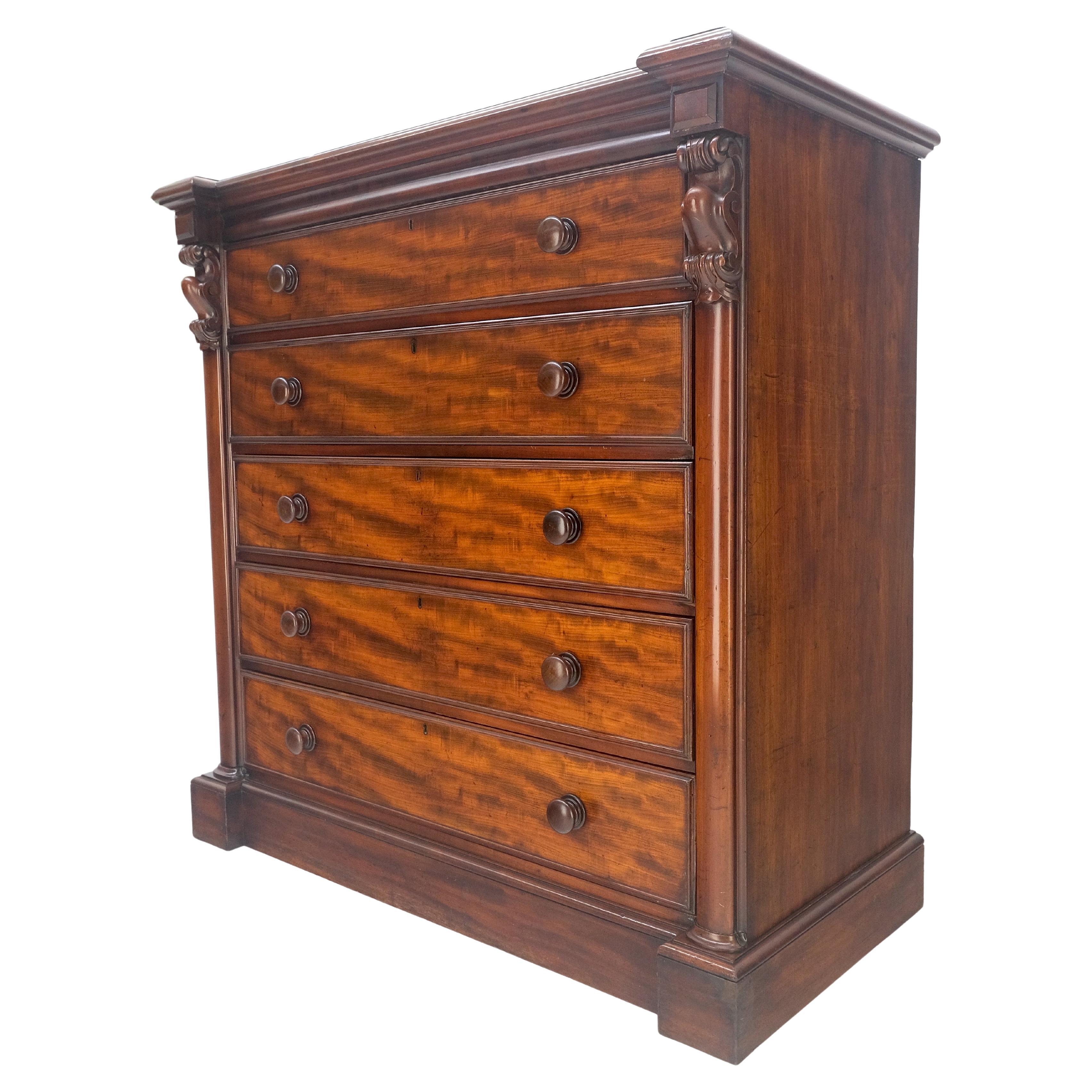19th Century Wellington Mahogany Chest Of Drawers Secretary Desk Dovetails Clean