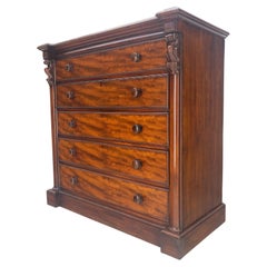 Commode à tiroirs en acajou Wellington du XIXe siècle Bureau secrétaire Queues d'aronde propres