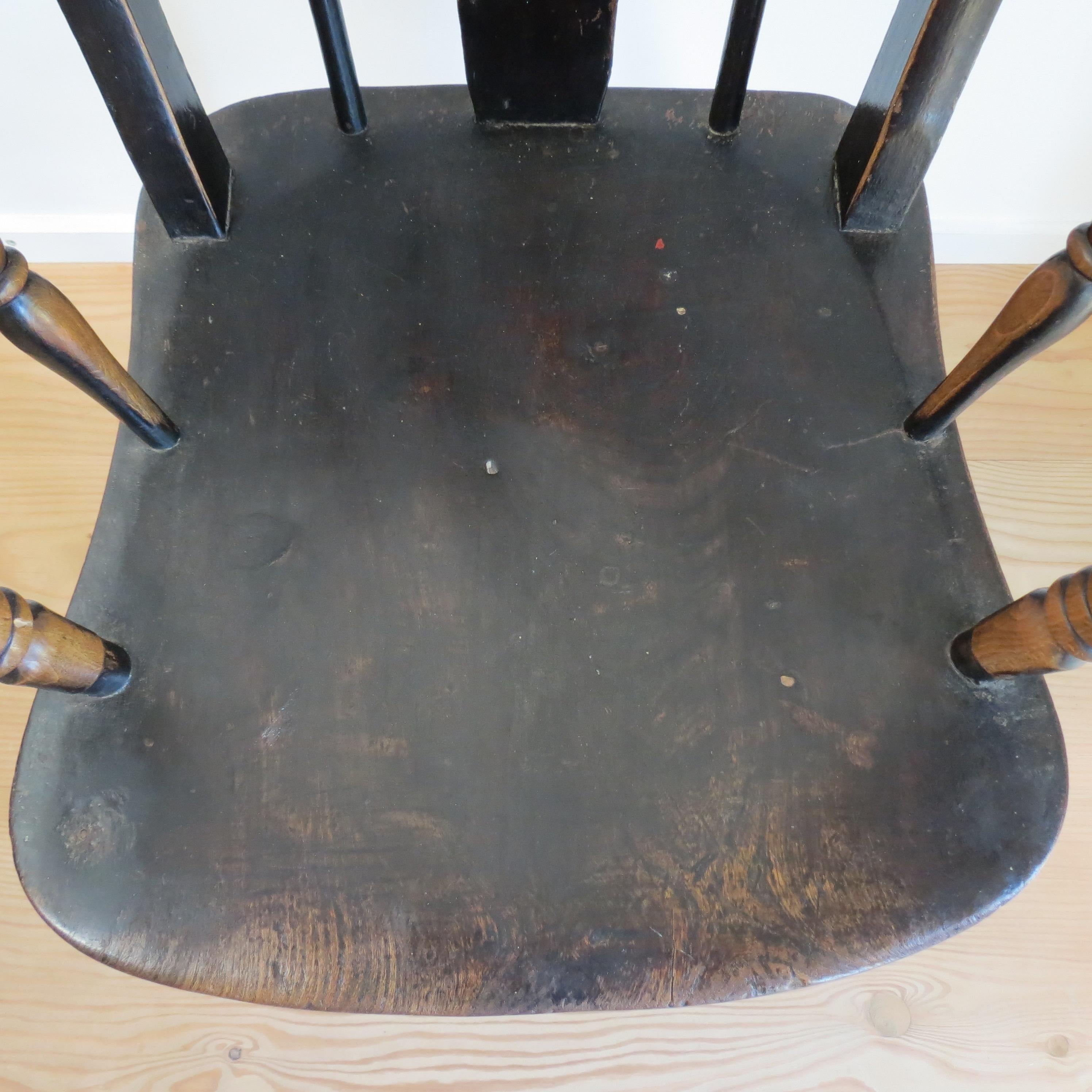 Fait main 19ème siècle  Chaise Welsh Elm Folk Farmhouse en vente