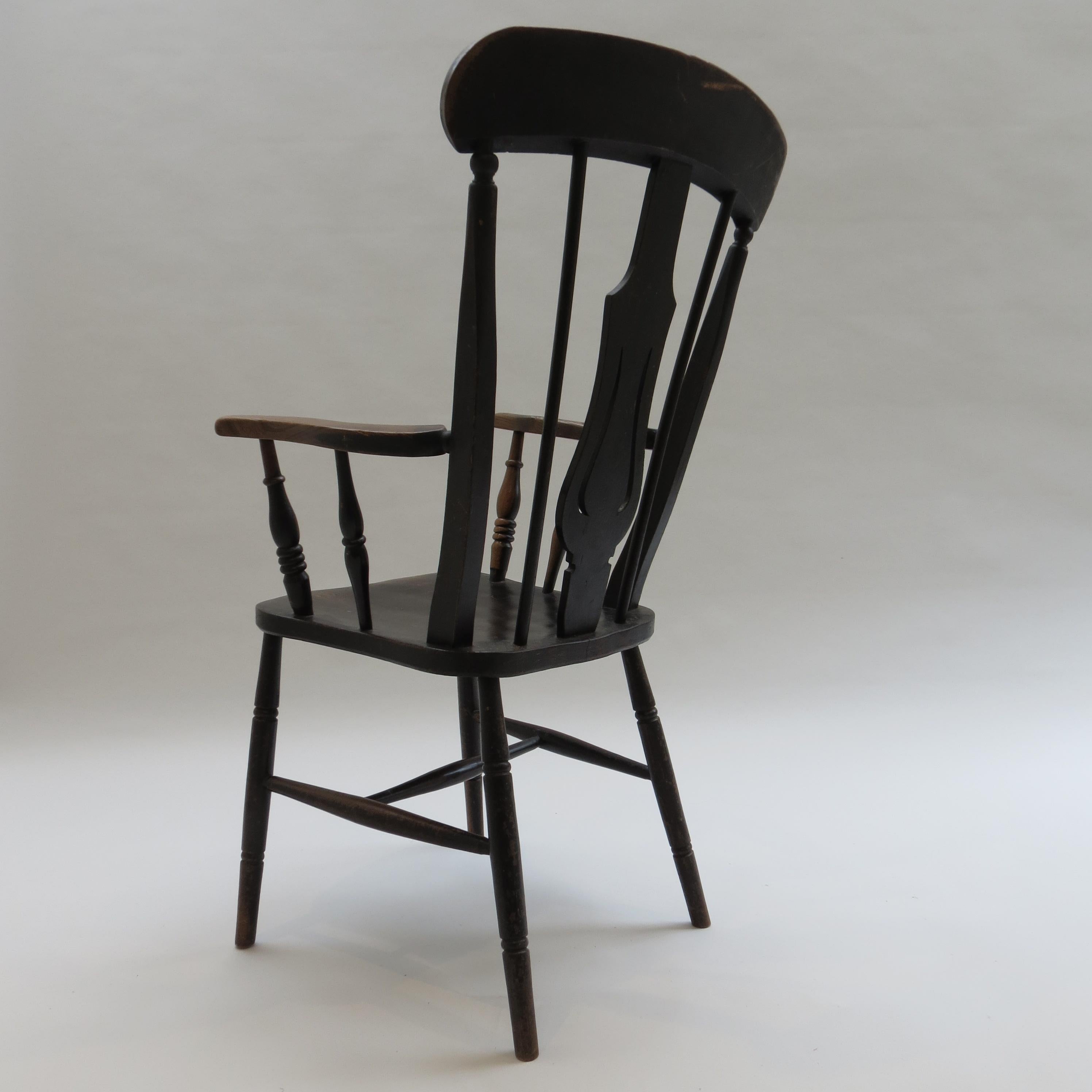 19ème siècle  Chaise Welsh Elm Folk Farmhouse en vente 1