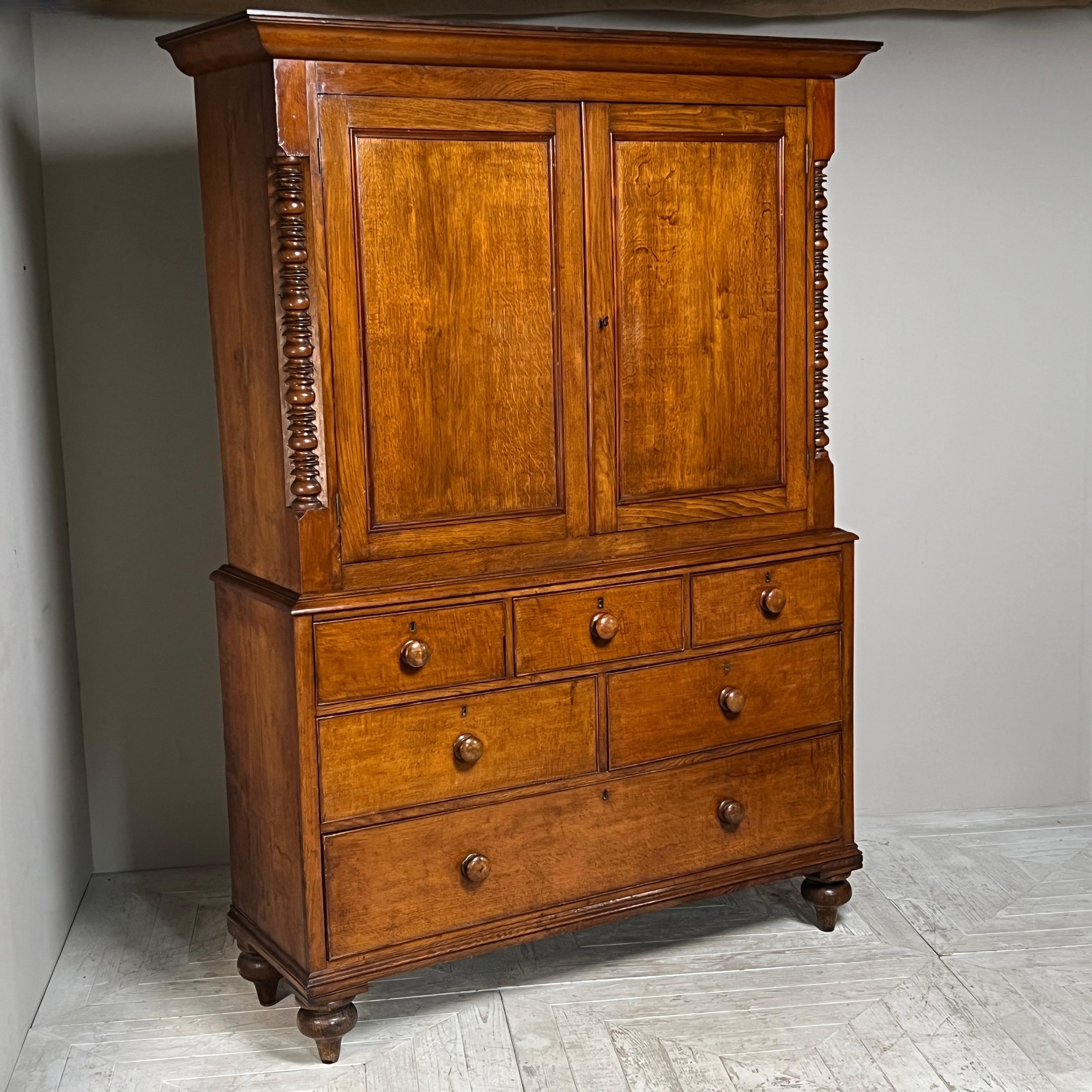19Th Century Welsh Oak Housekeepers Cupboard Or Linen Press 6