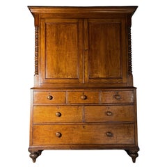 19Th Century Welsh Oak Housekeepers Cupboard Or Linen Press