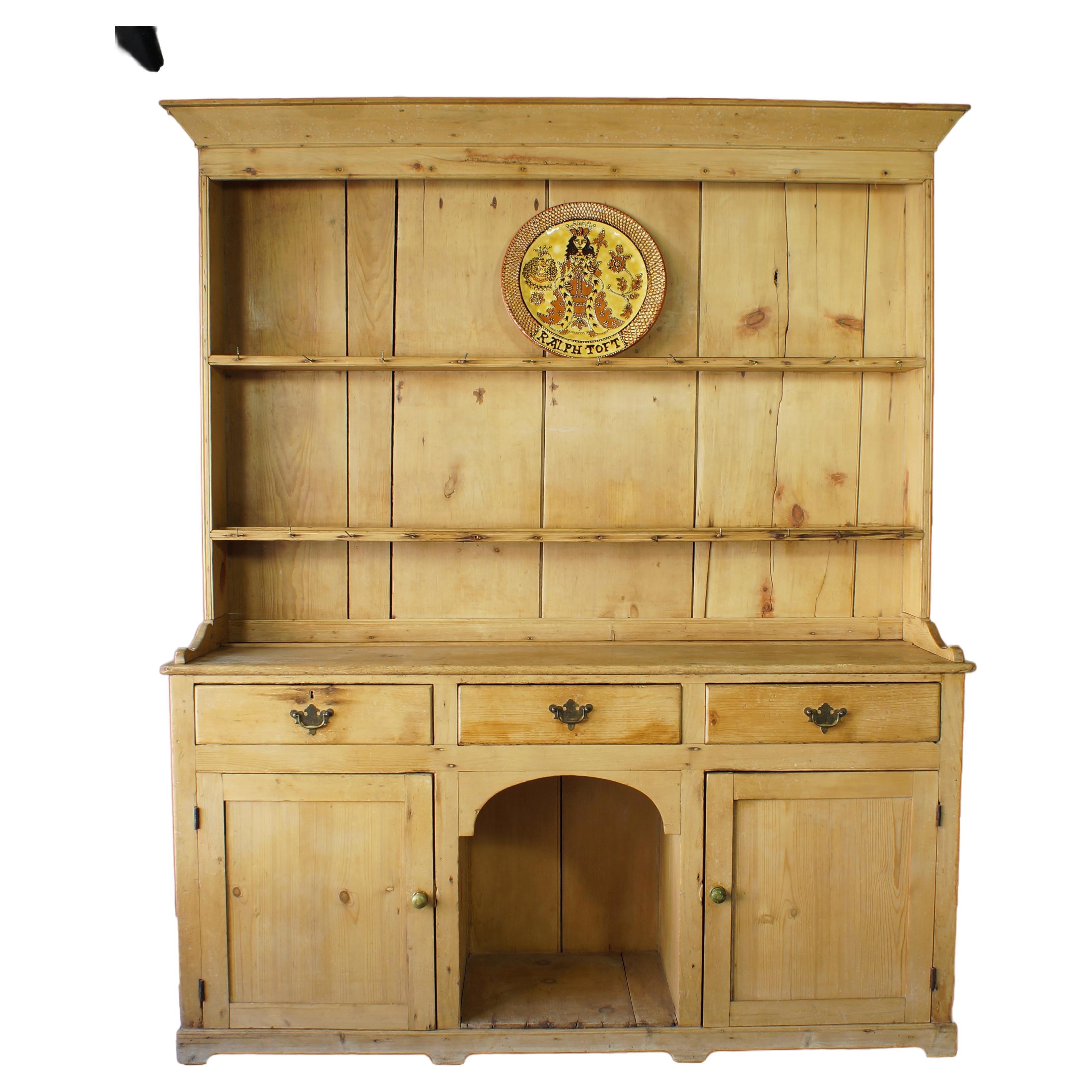 19th Century Welsh Pine Dresser And Rack.
