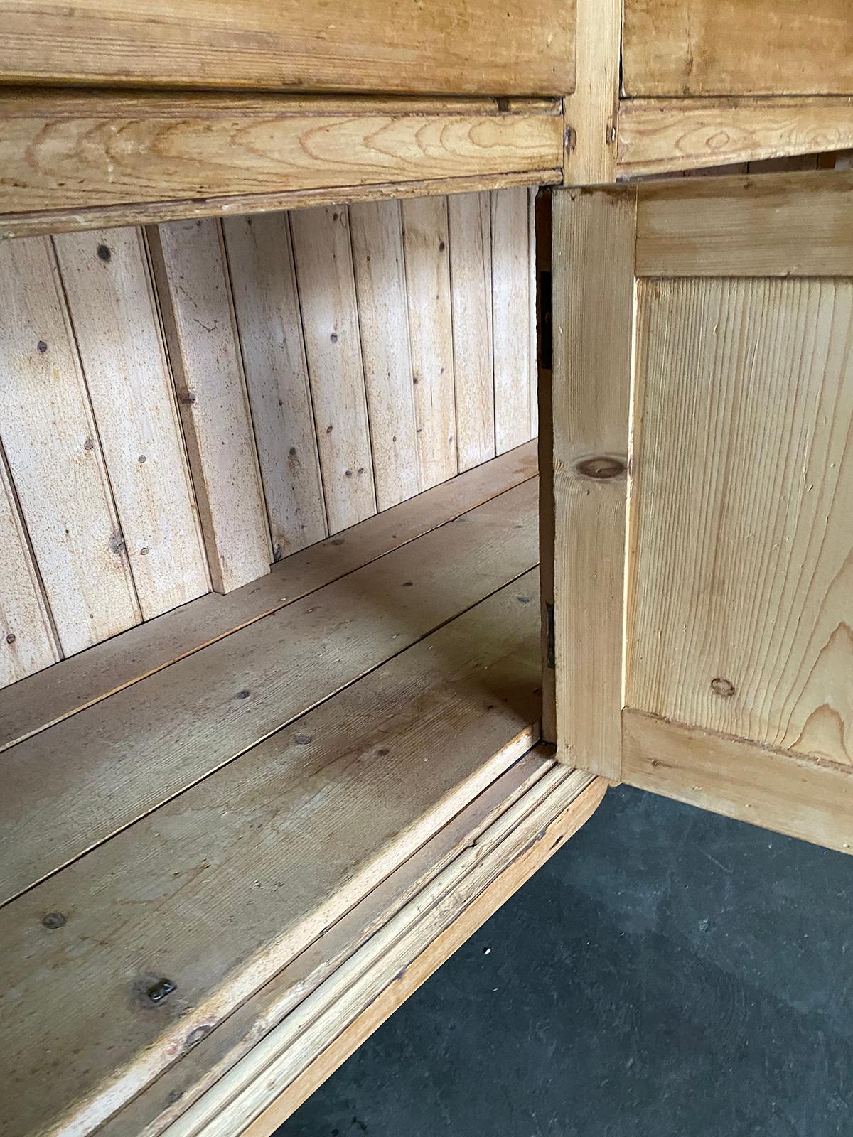 19th Century Welsh Pine Dresser Base with 4 Doors, 2 Drawers 10