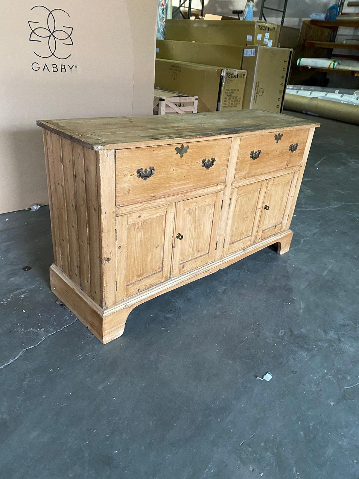 Dutch 19th Century Welsh Pine Dresser Base with 4 Doors, 2 Drawers