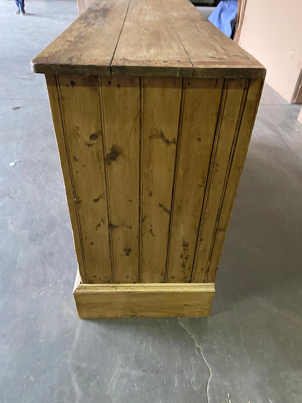 19th Century Welsh Pine Dresser Base with 4 Doors, 2 Drawers 1