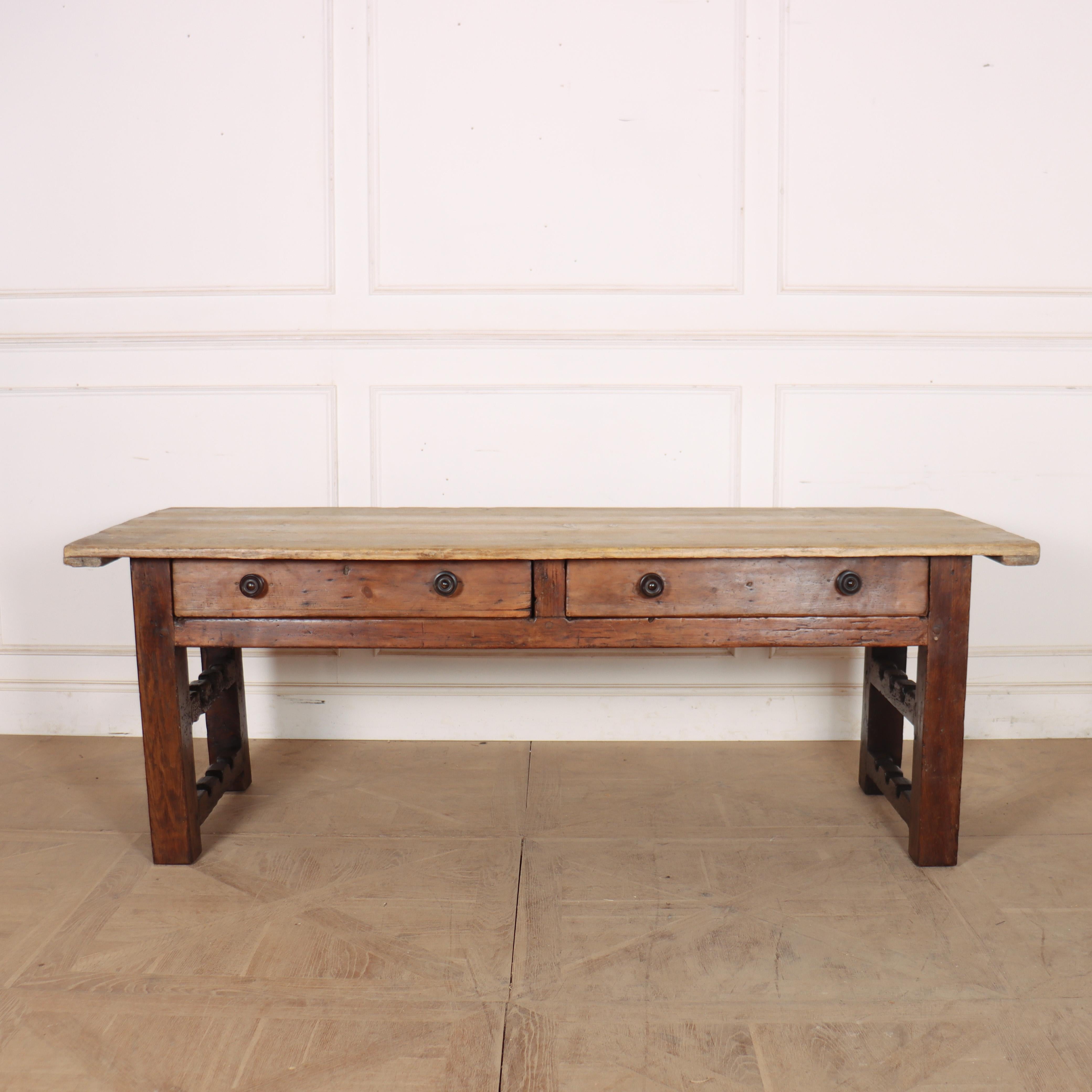 Early 19th century Welsh oak and pine preparation table from a textiles mill. 1820.

This could be raised on iron castors.

 
Internal reference: C

Code: 9227

Dimensions:
W: 81.5