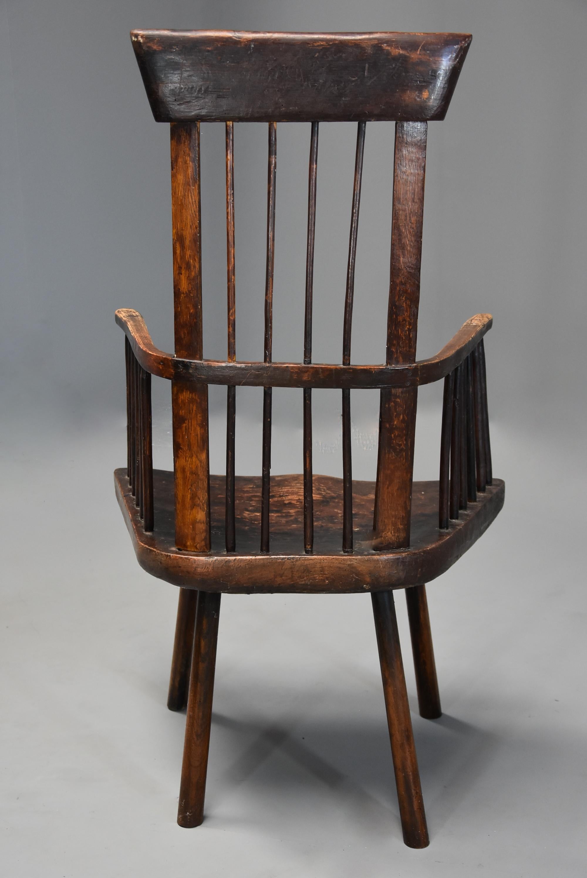 19th Century Welsh Primitive Ash and Elm Comb Back Armchair with Good Patina 7