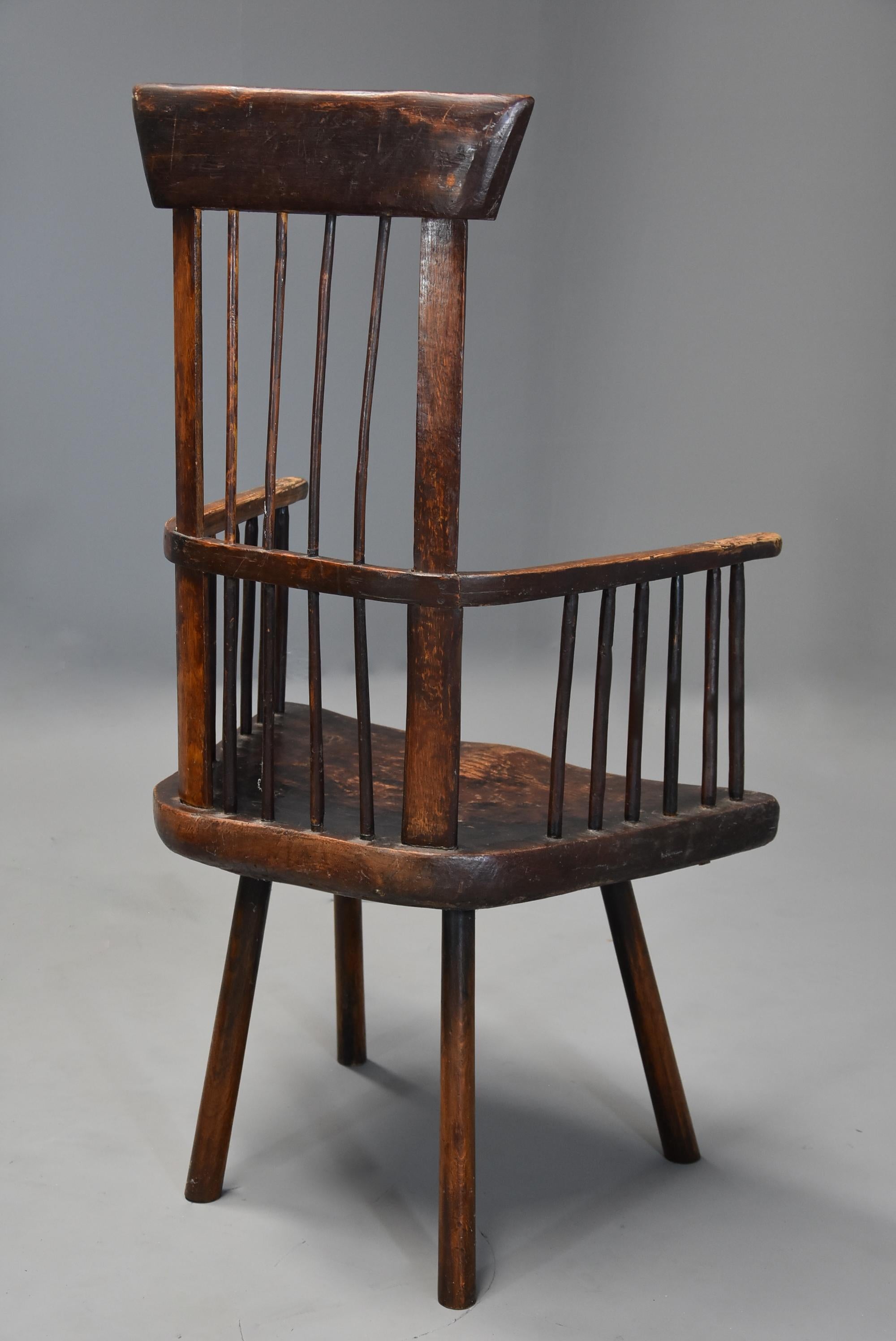 19th Century Welsh Primitive Ash and Elm Comb Back Armchair with Good Patina 3