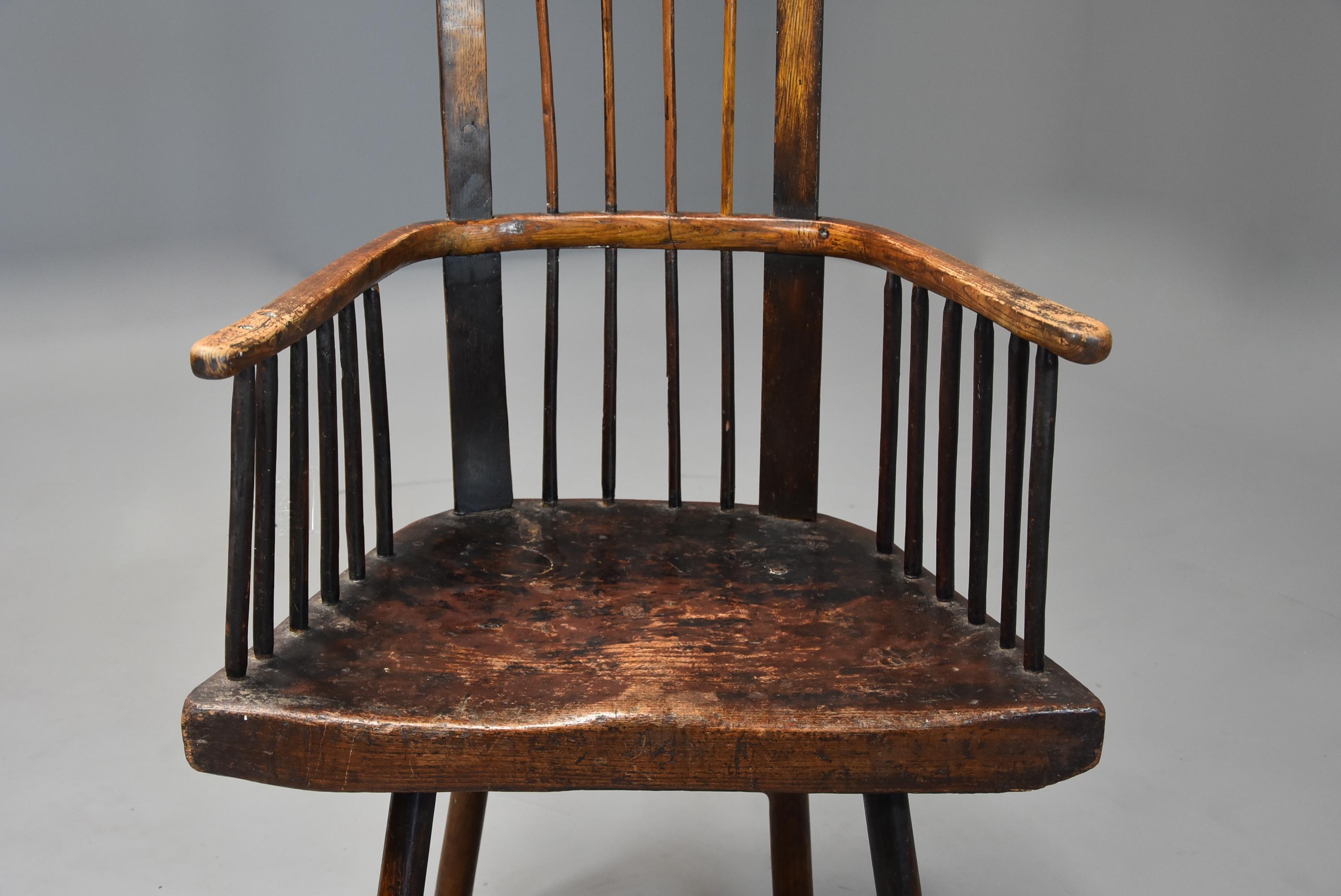 19th Century Welsh Primitive Ash and Elm Comb Back Armchair with Good Patina 5
