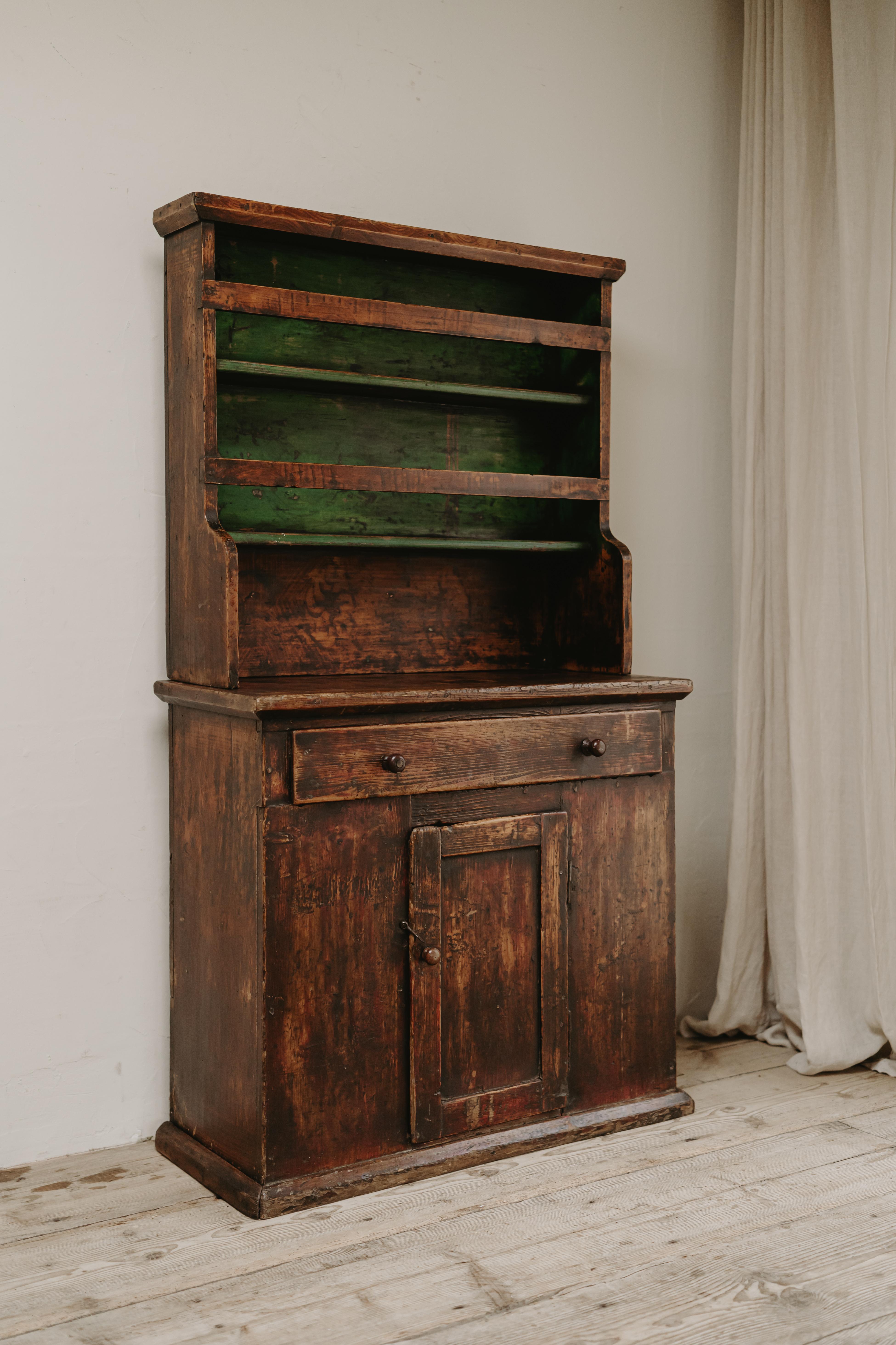 Pine 19th Century Welsh Primitive Cottage Dresser  For Sale