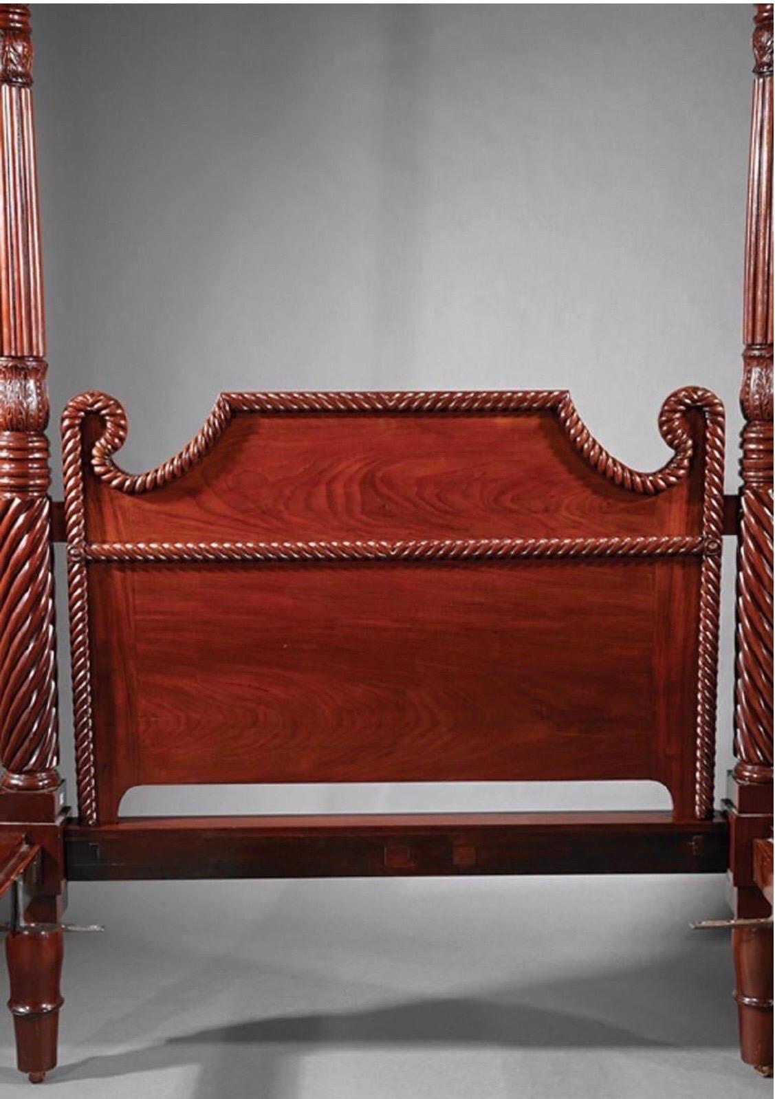 Caribbean 19th Century West Indies Mahogany 4 Post Bed