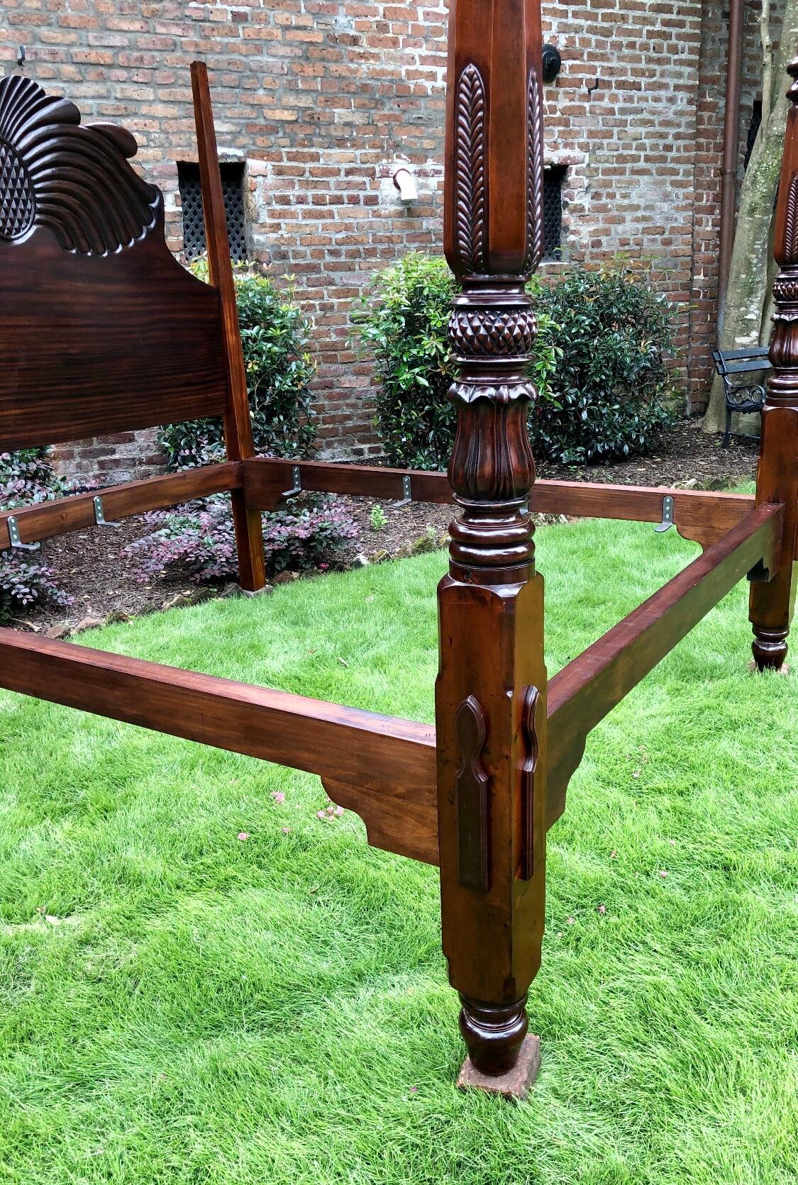 19th Century West Indies Mahogany Jamaican Waterfall Bed 12