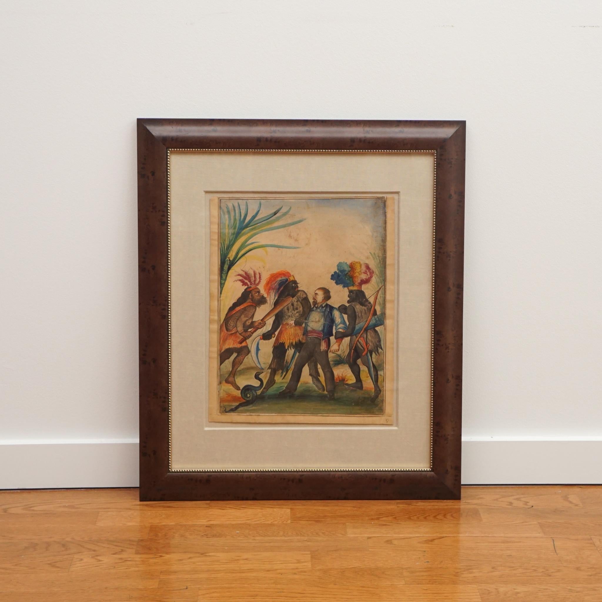 Wood 19th Century West Indies Original Watercolor (1 of 3) For Sale