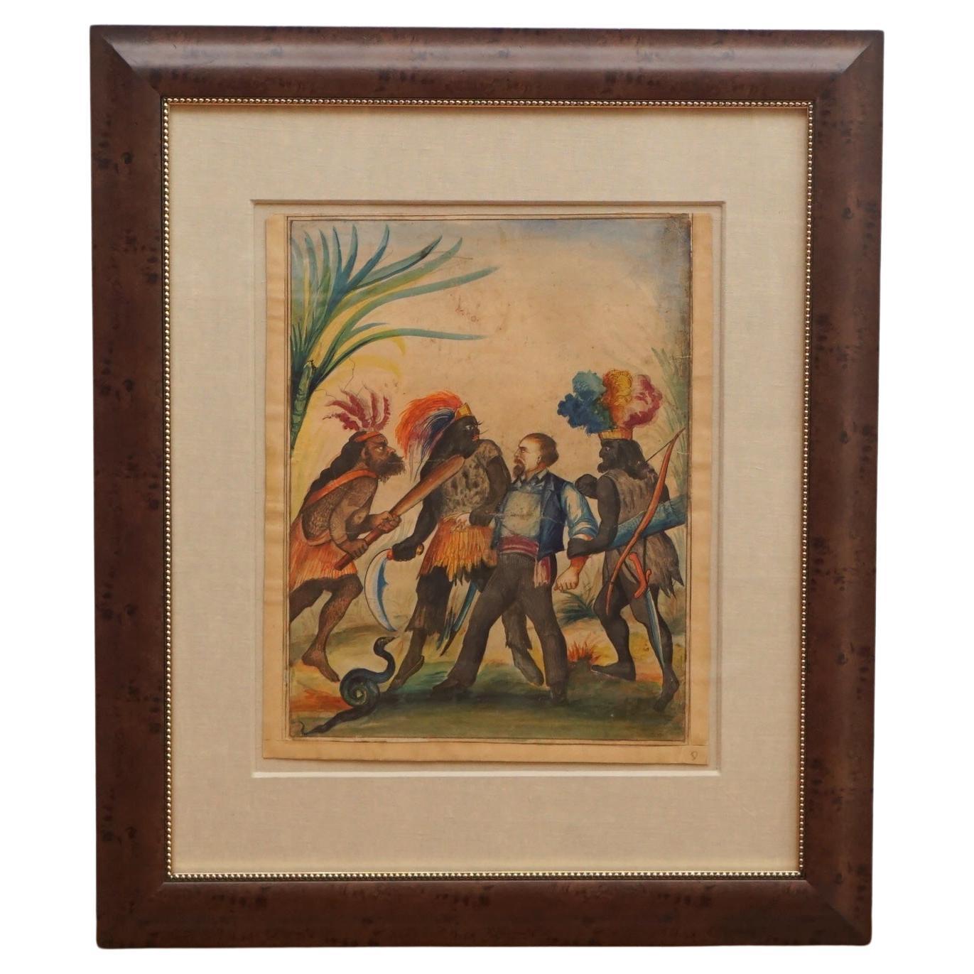 19th Century West Indies Original Watercolor (1 of 3) For Sale