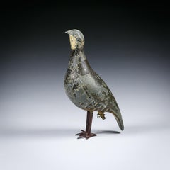 19th Century Whistling Tole Peinte Decoy of a Red Leg Partridge