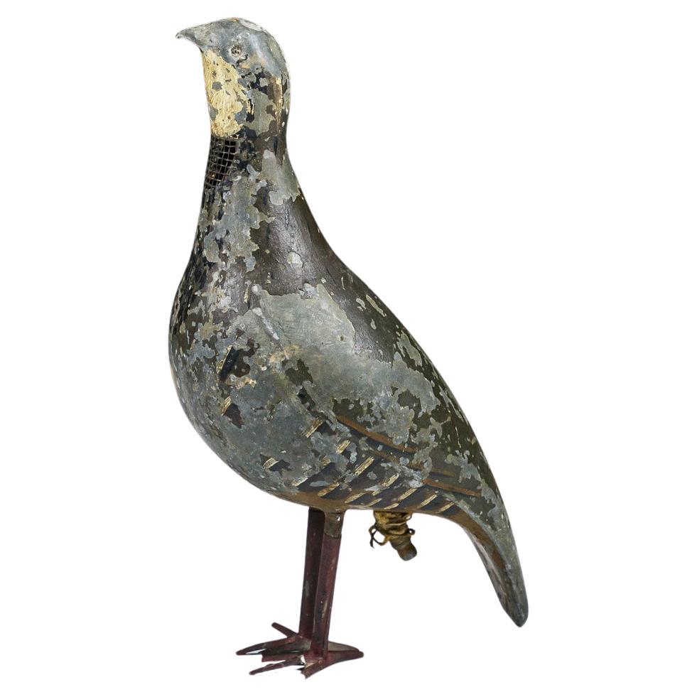 19th Century Whistling Tole Peinte Decoy of a Red Leg Partridge