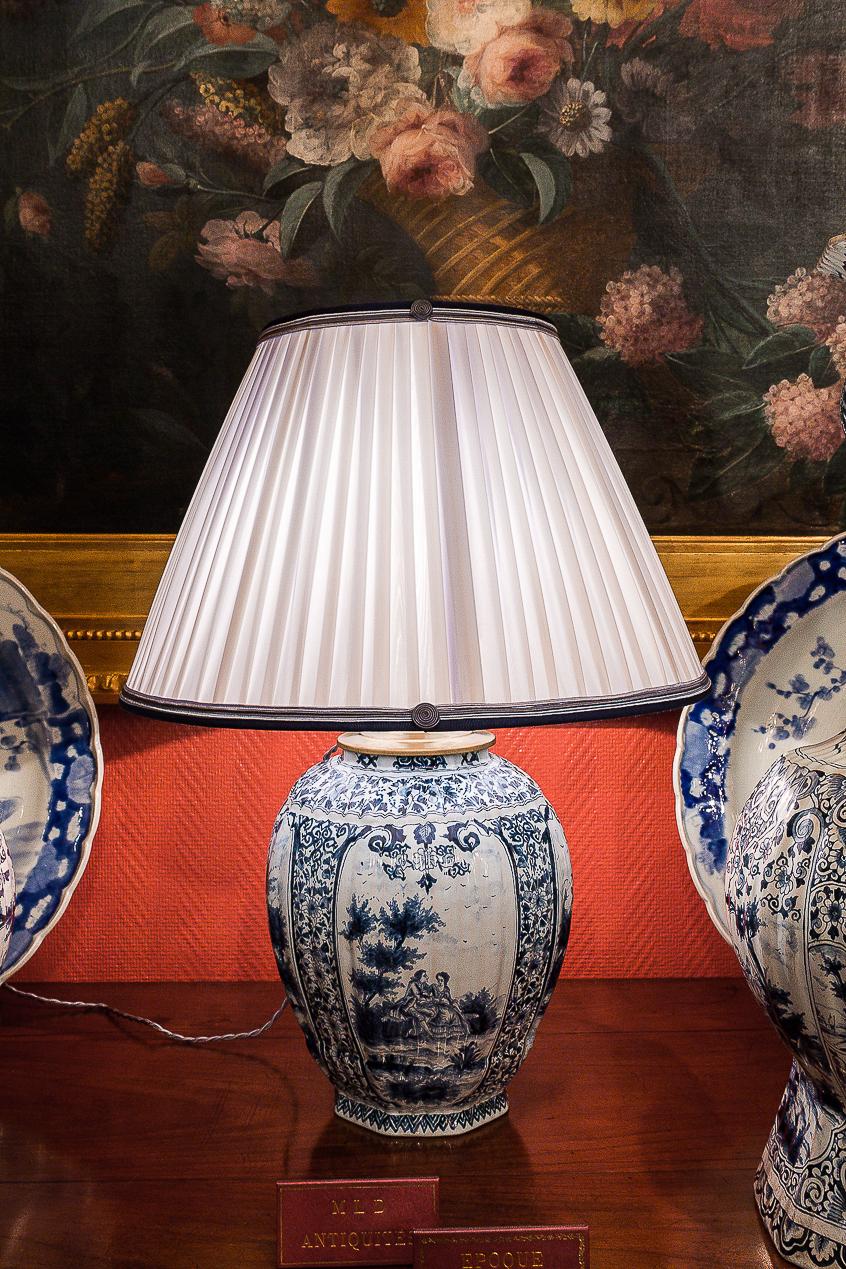 19th Century White and Blue Samson Faience Vase Converted in Table Lamp 9