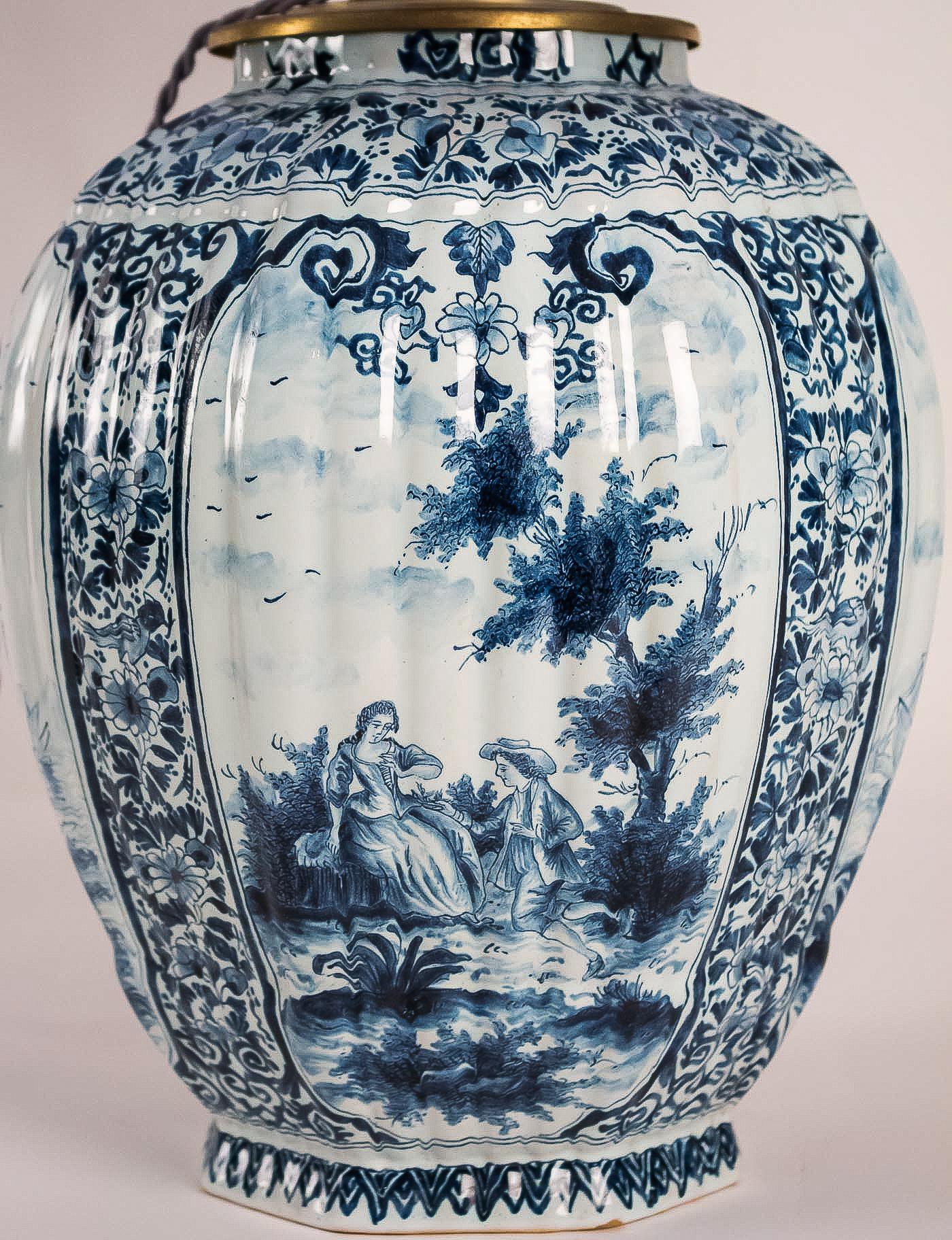 19th Century White and Blue Samson Faience Vase Converted in Table Lamp 2