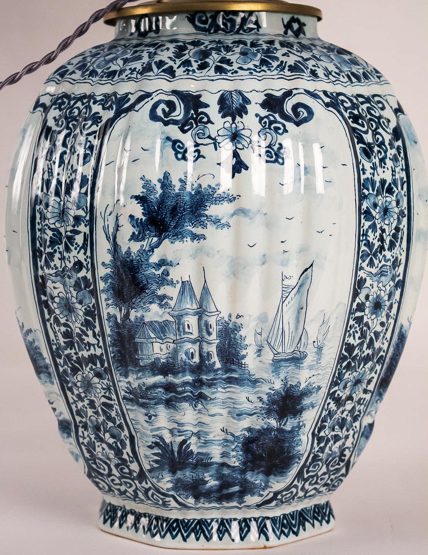 19th Century White and Blue Samson Faience Vase Converted in Table Lamp 3