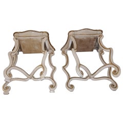 Pair White And Golded Leaf Bedsides Venice