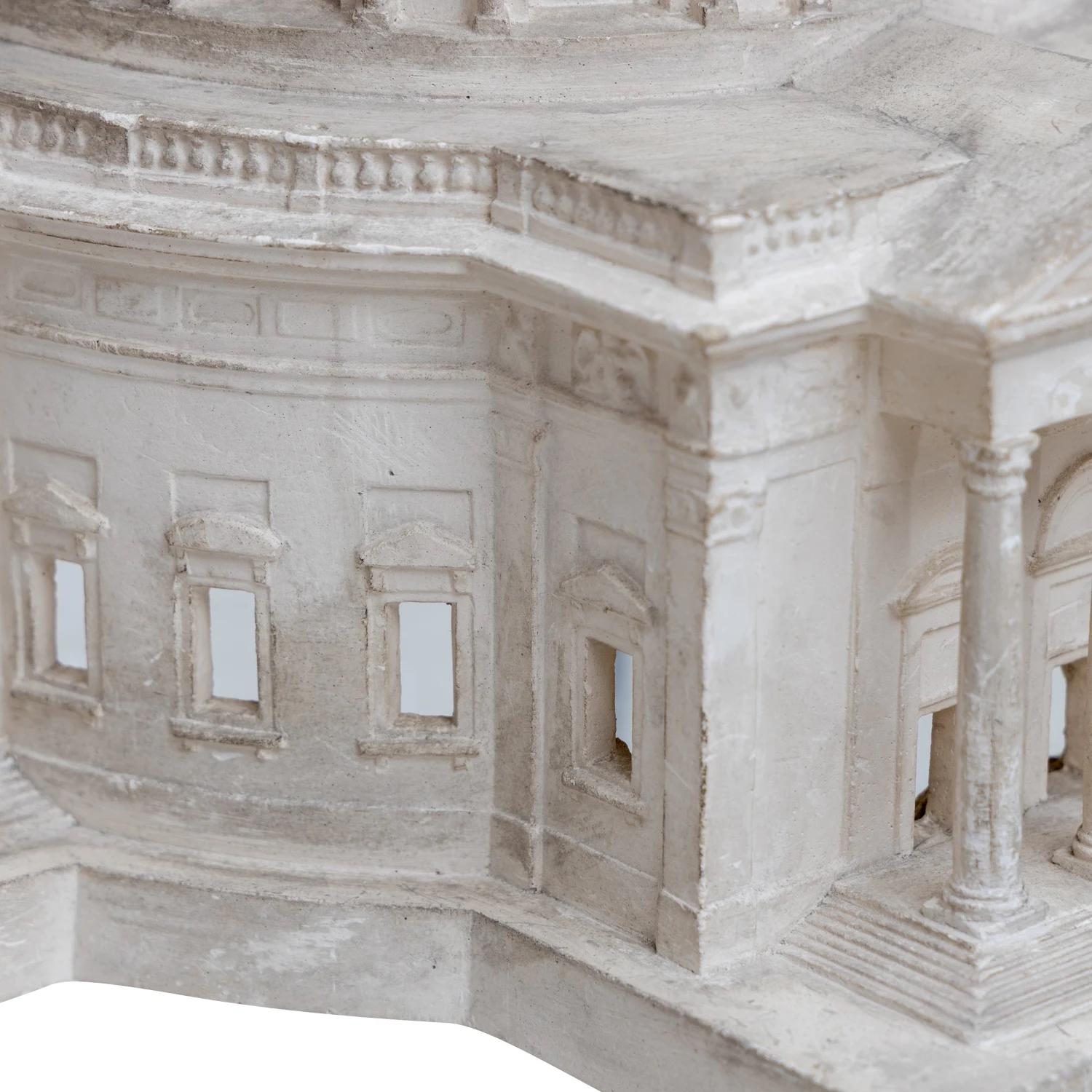 Hand-Crafted 19th Century White Belgian Parisian Plaster Architectural Model Capitol For Sale