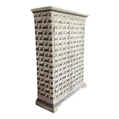 20th Century White-Black Italian Arte Povera Pinewood Armoire - Antique Cabinet