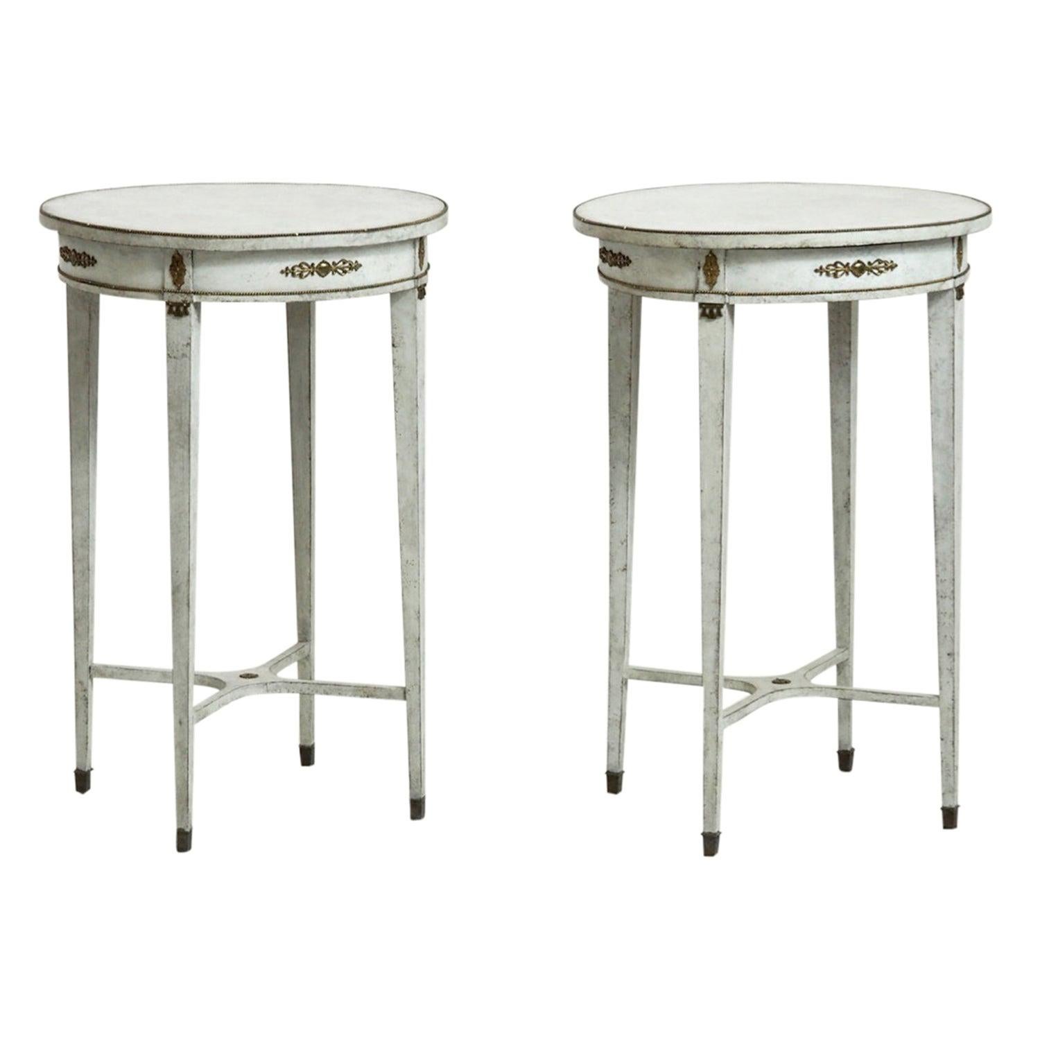19th Century Swedish Gustavian Pair of Antique Pinewood Serving, Bar Tables For Sale