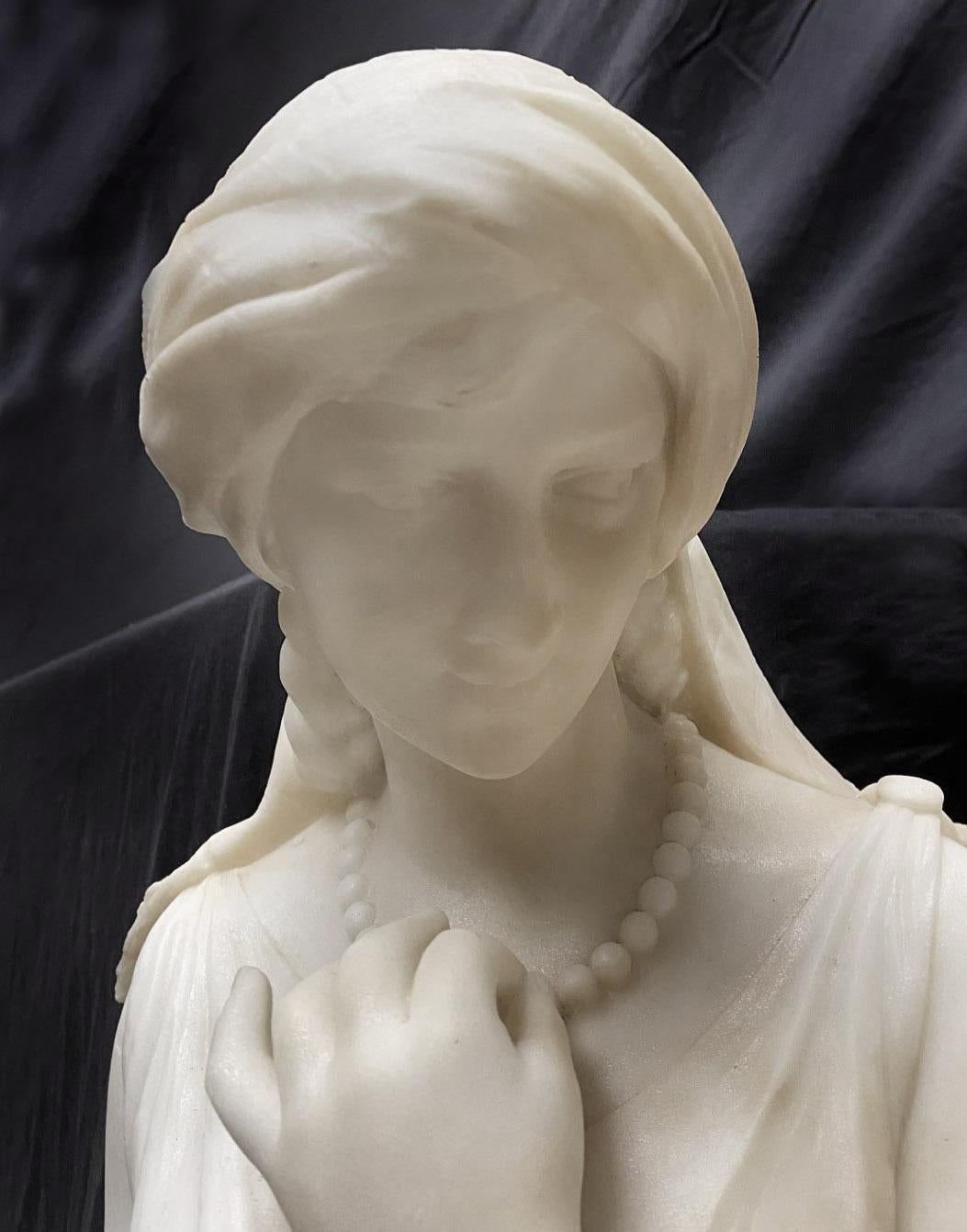 Hand-Carved 19th Century White Carrara Marble Entitled “Tendresse” by Émile-André Boisseau For Sale