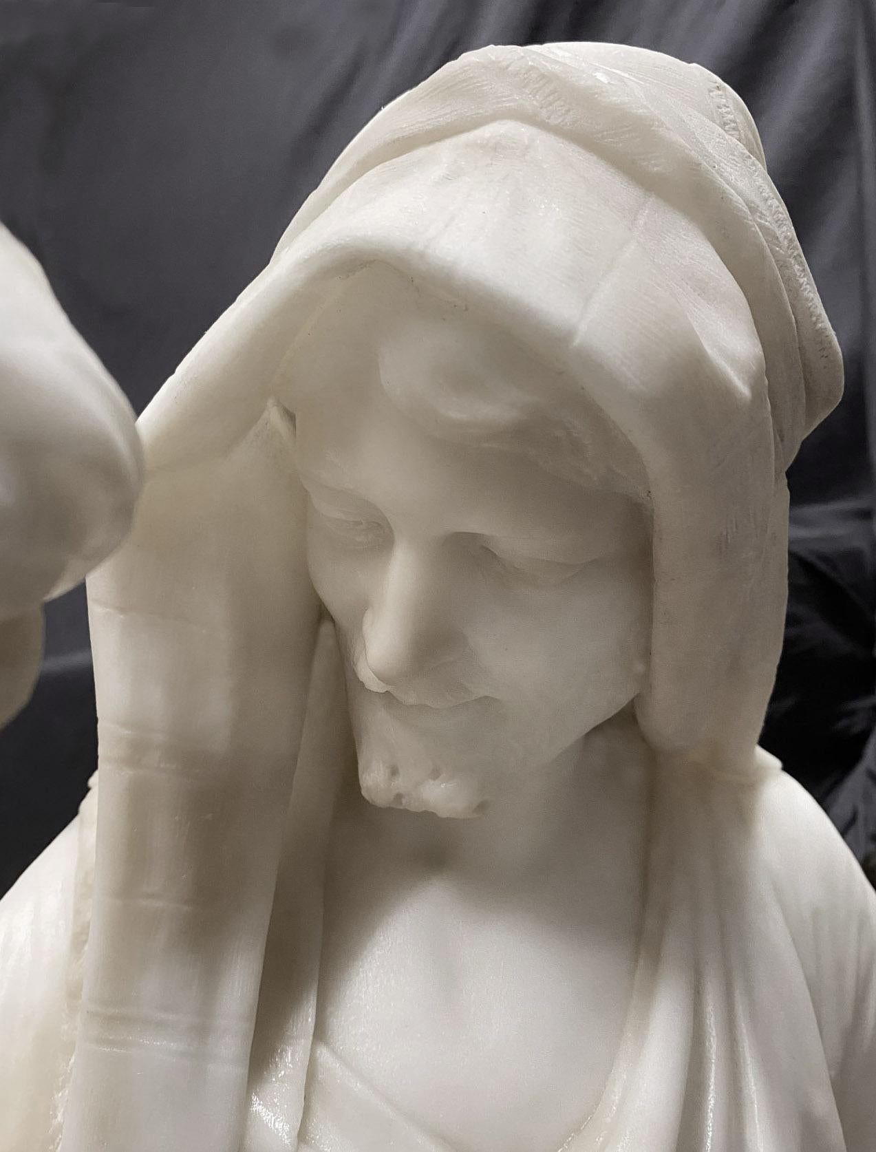 19th Century White Carrara Marble Entitled “Tendresse” by Émile-André Boisseau In Good Condition For Sale In New York, NY