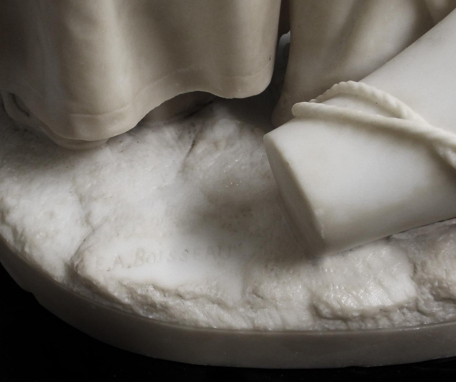 19th Century White Carrara Marble Entitled “Tendresse” by Émile-André Boisseau For Sale 3
